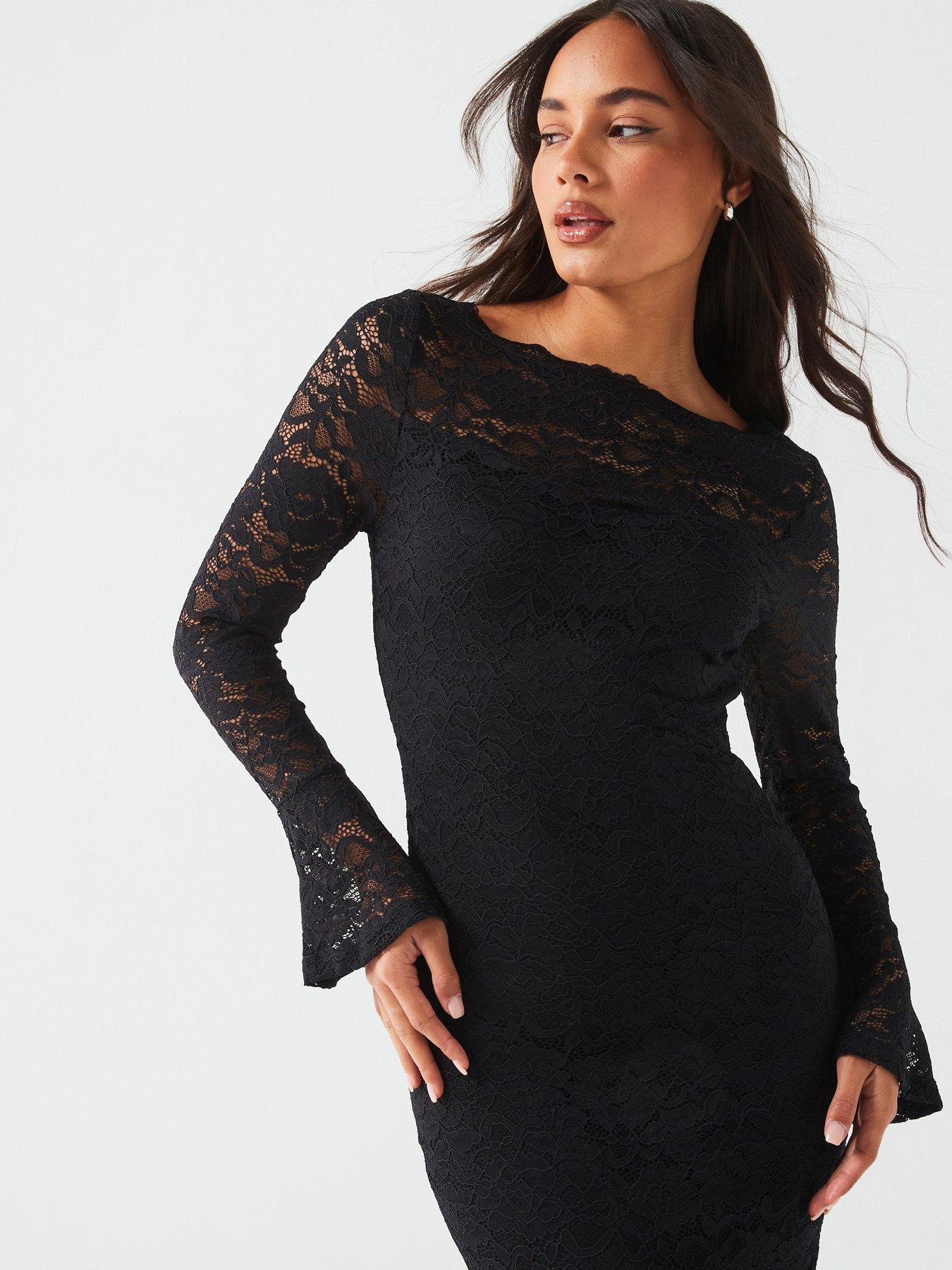 undefined Lace Pencil Dress - Black