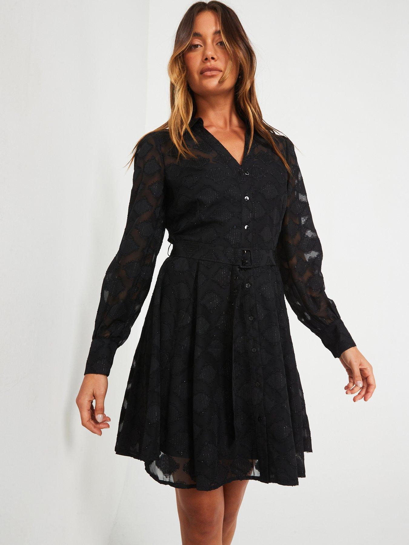 undefined Glitter Skater Mini Dress - Black