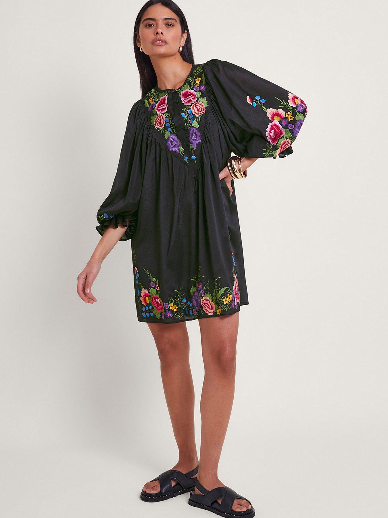green emerald velvet dress Jodifl Embroidered Tunic Dress