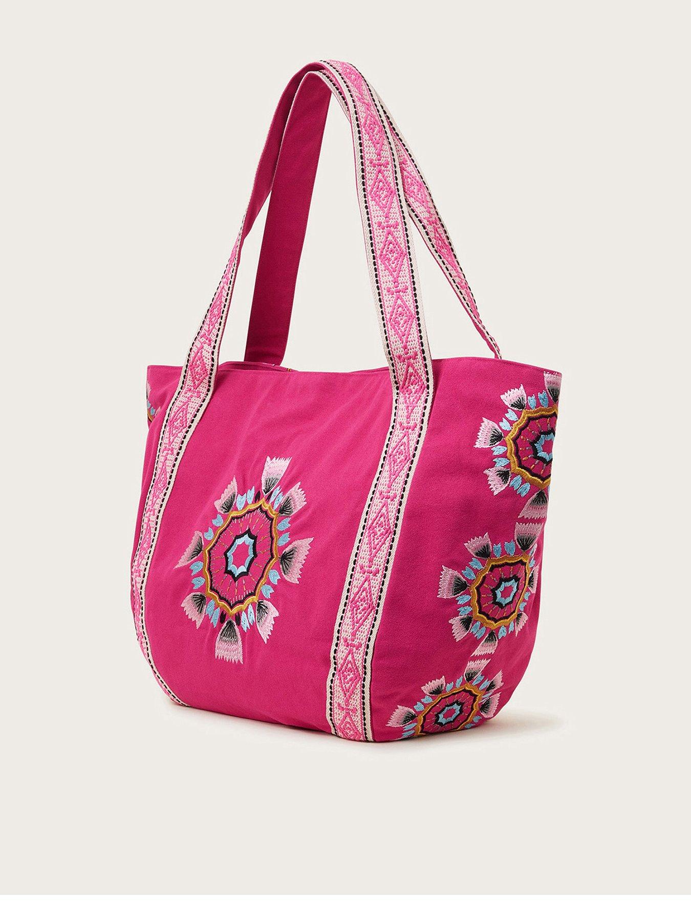 Monsoon Printed Pink Beach Bag Littlewoods