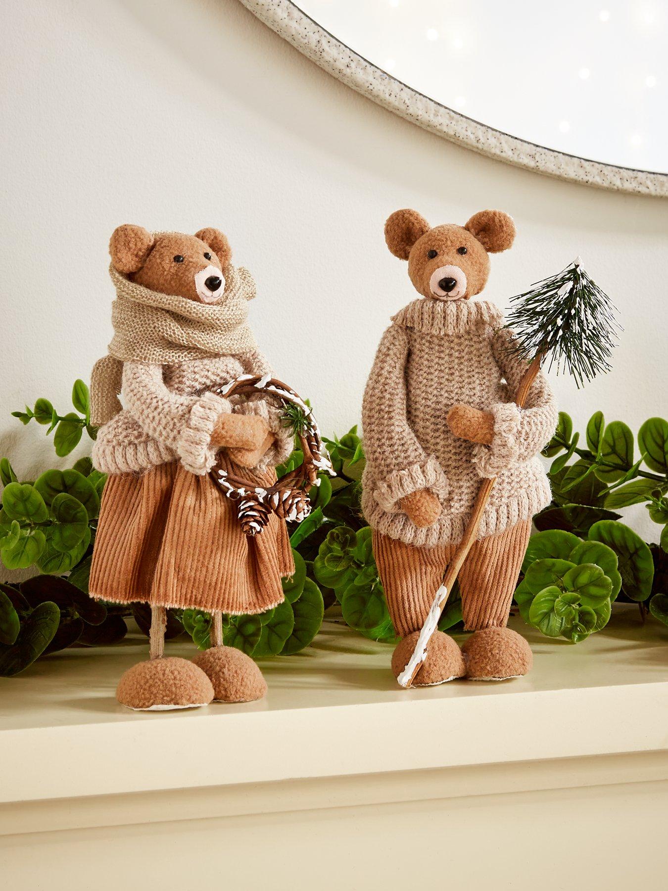 undefined Set 2 Bears In Jumpers Christmas Decorations