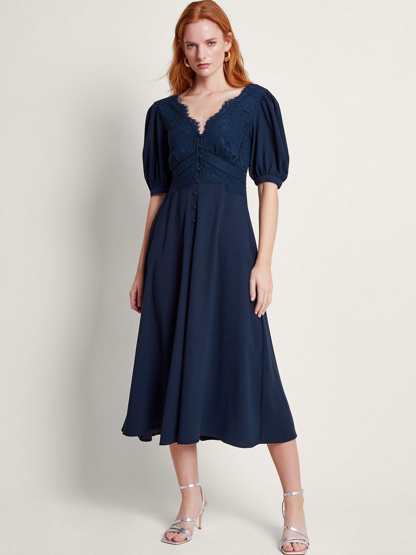 Monsoon Clo Crossover Plain Maxi Dress Navy littlewoods