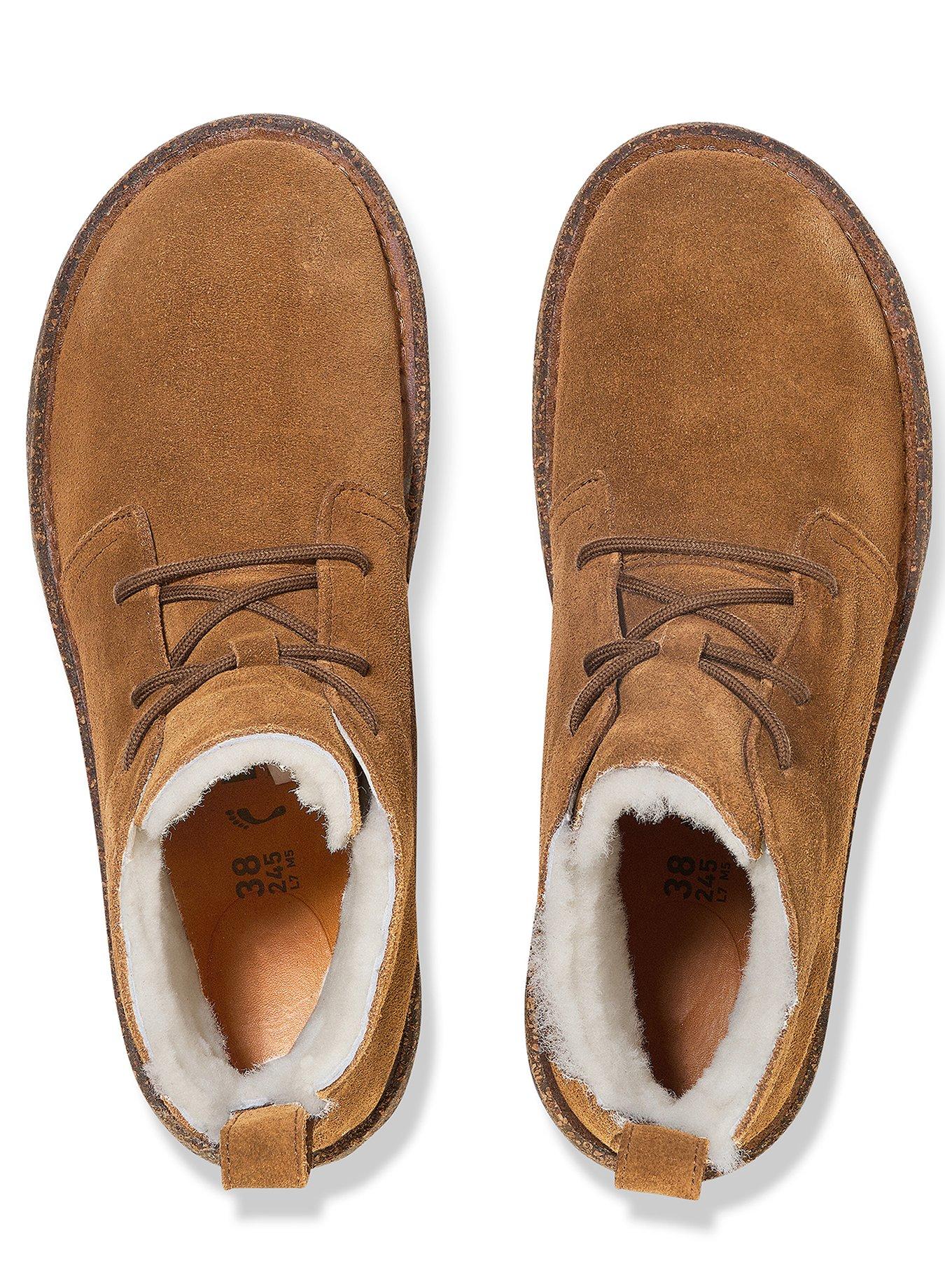  image of birkenstock-uppsala-midi-suedeshearling-lace-up-ankle-boot-dark-tea-brown