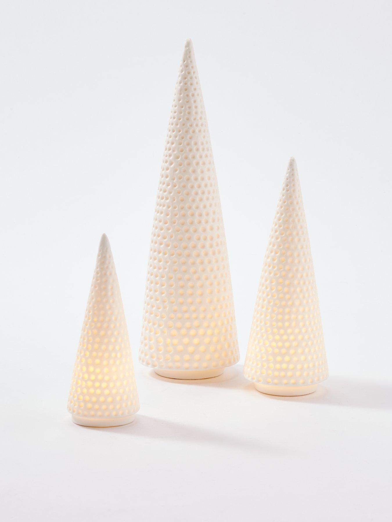 Image 2 of 4 of Very Home Set of 3 Lit Ceramic Tree Christmas Decorations