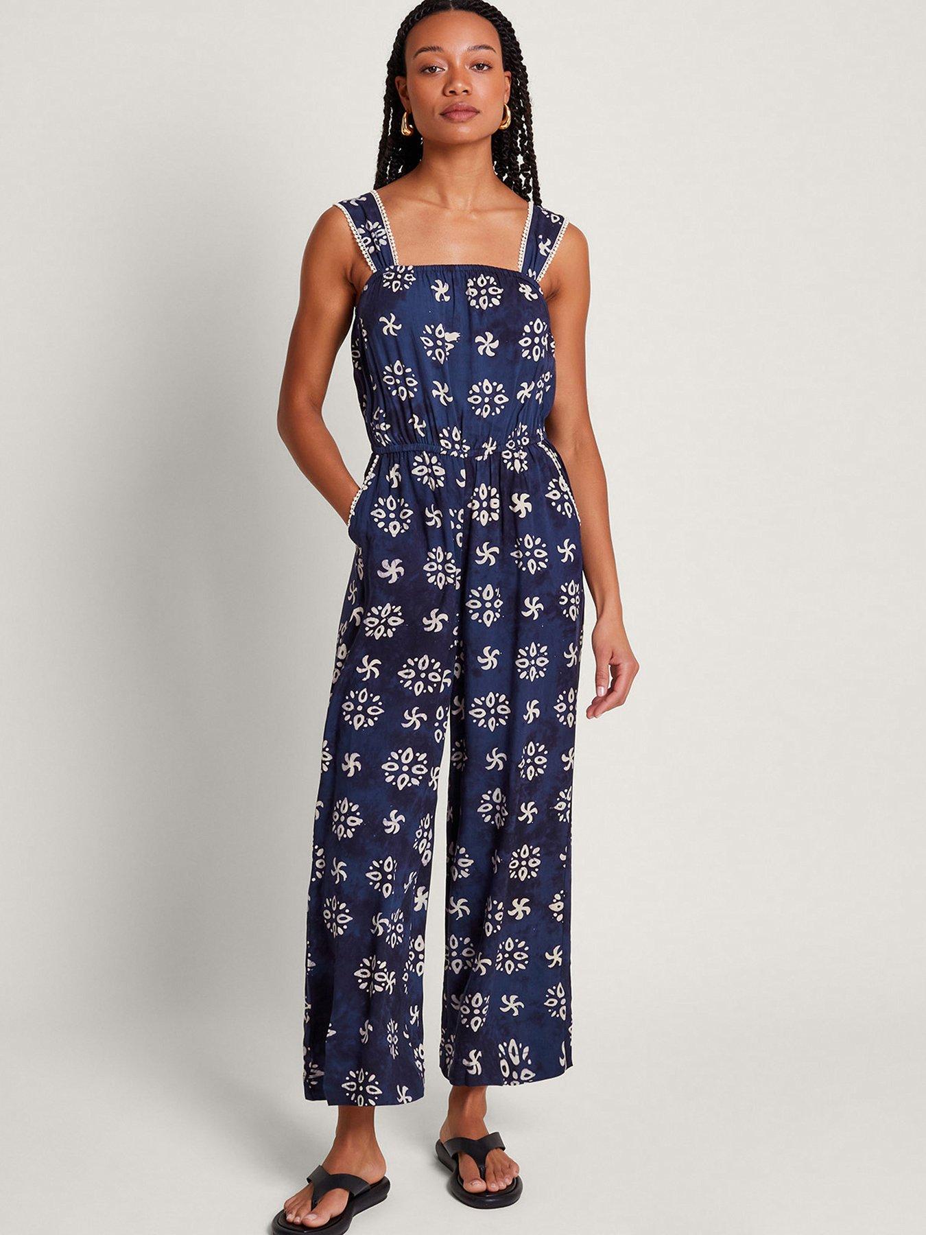 Image 1 of 5 of Monsoon Loreta Batik Print Jumpsuit