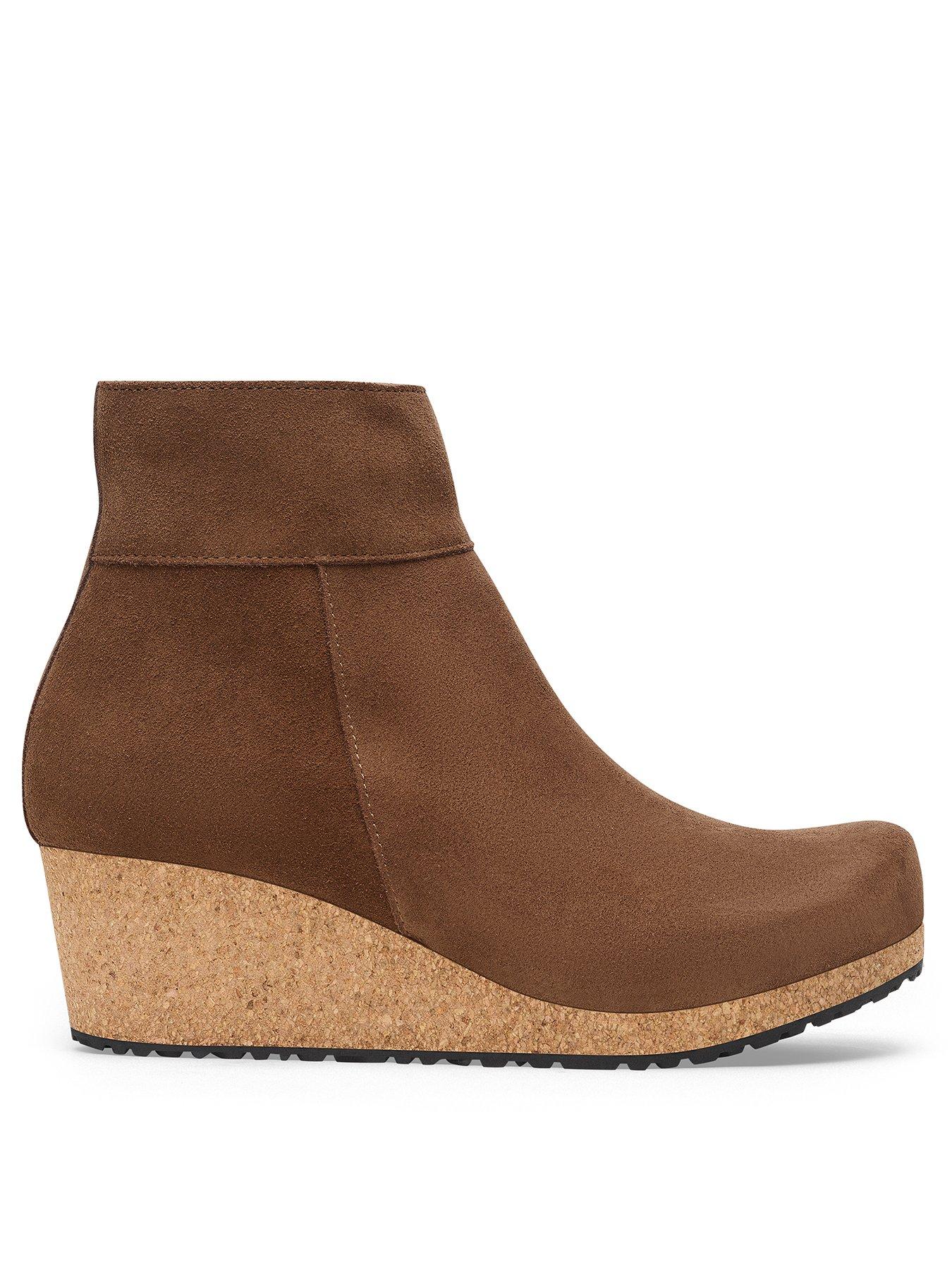  image of birkenstock-ebba-suede-wedge-ankle-boot-dark-tea-brown