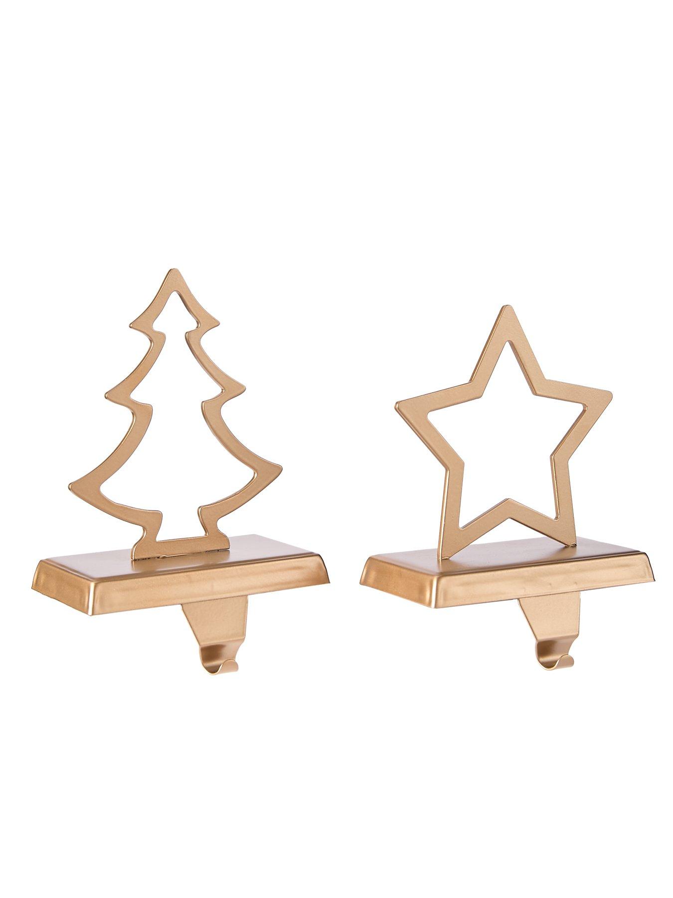 Image 3 of 6 of Very Home Set of 2 Matt Gold Star Stocking Holders