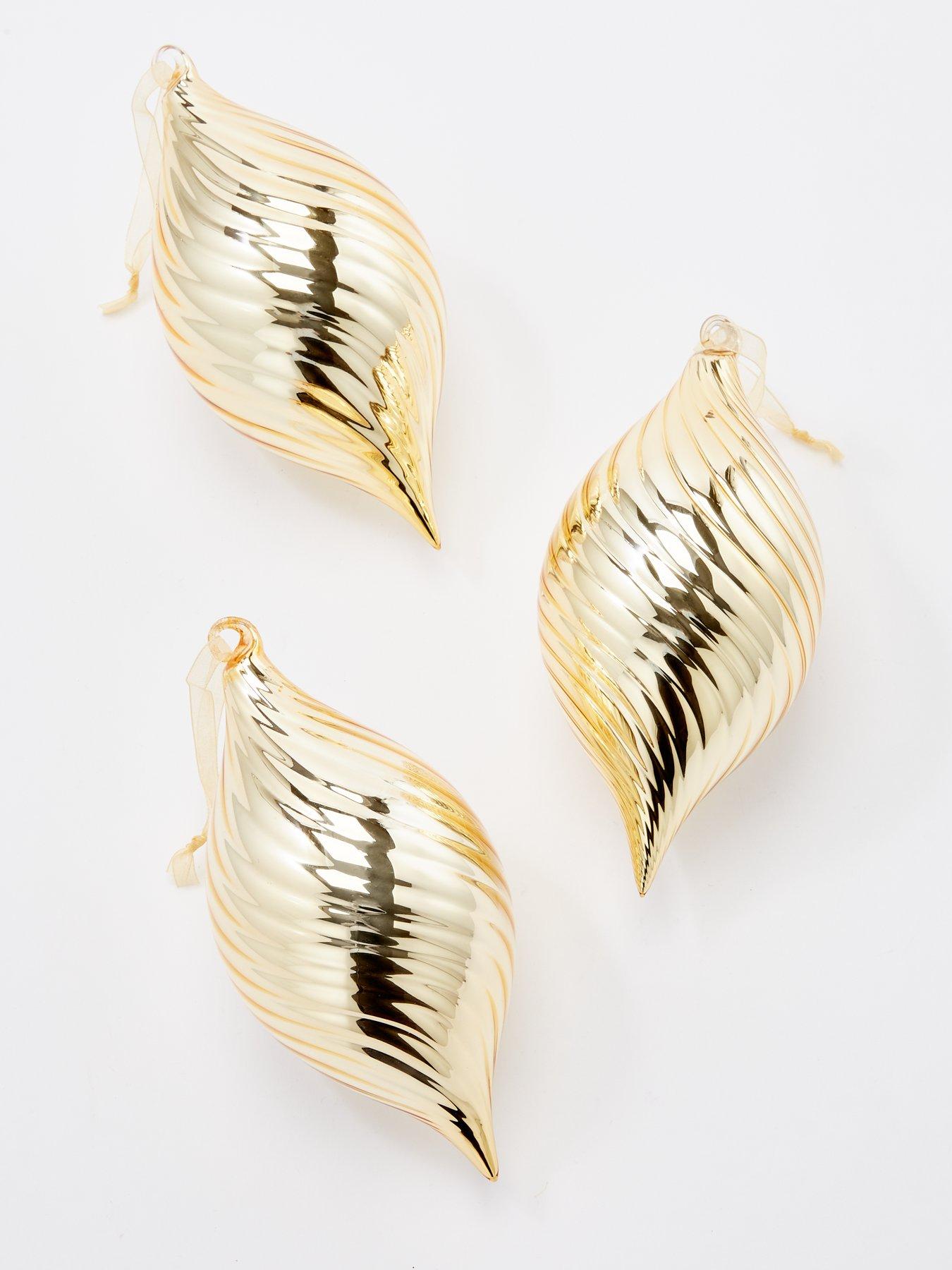  image of very-home-set-of-3-gold-ribbed-glass-christmas-tree-baubles