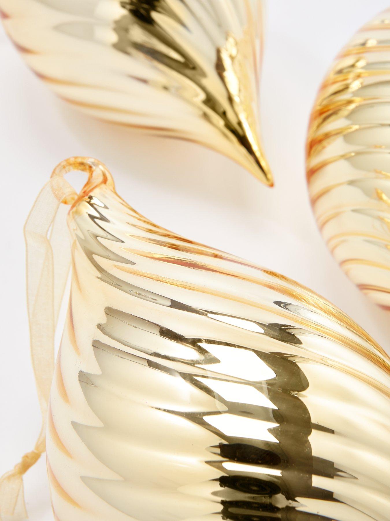  image of very-home-set-of-3-gold-ribbed-glass-christmas-tree-baubles