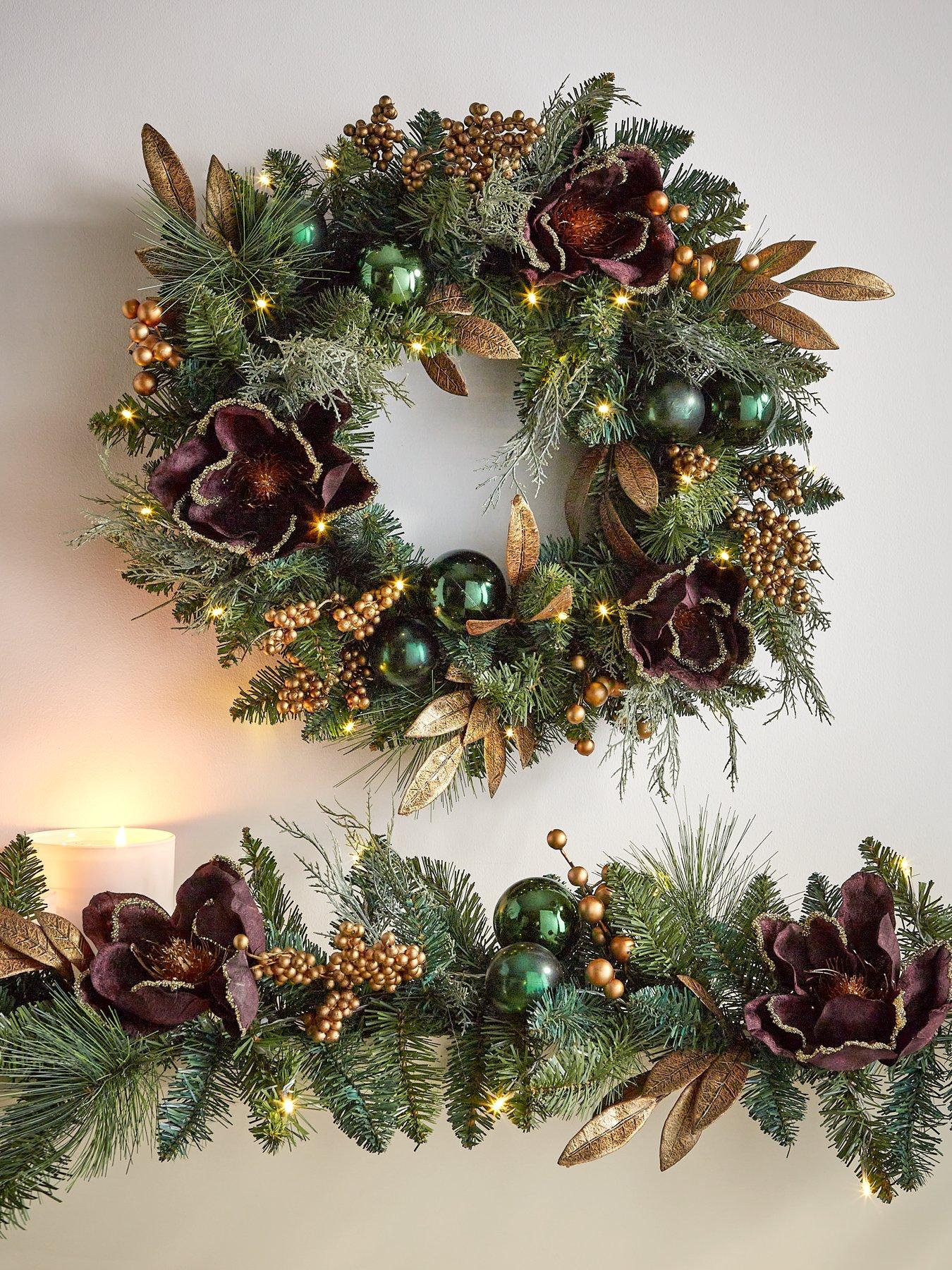  image of very-home-gingerbread-pre-lit-christmas-wreath
