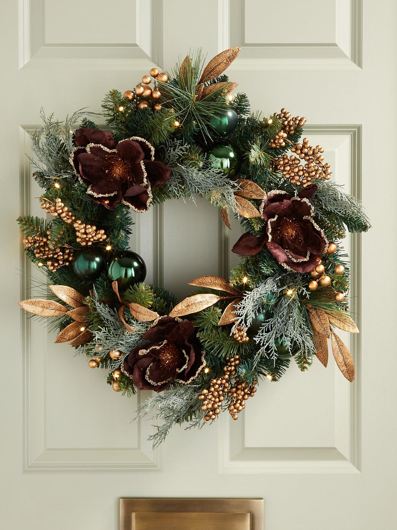  image of very-home-gingerbread-pre-lit-christmas-wreath