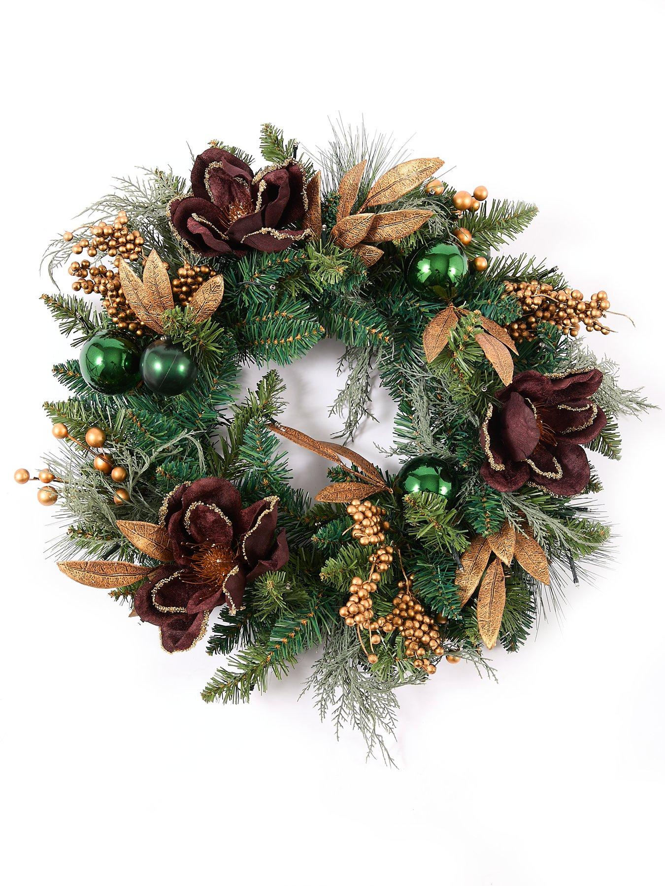  image of very-home-gingerbread-pre-lit-christmas-wreath
