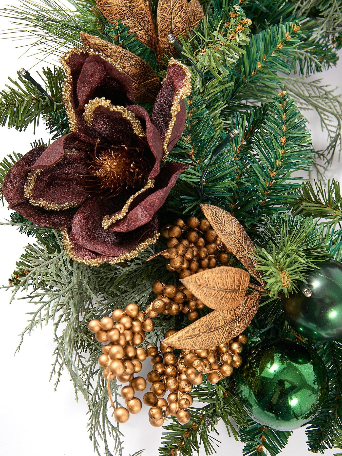  image of very-home-gingerbread-pre-lit-christmas-wreath