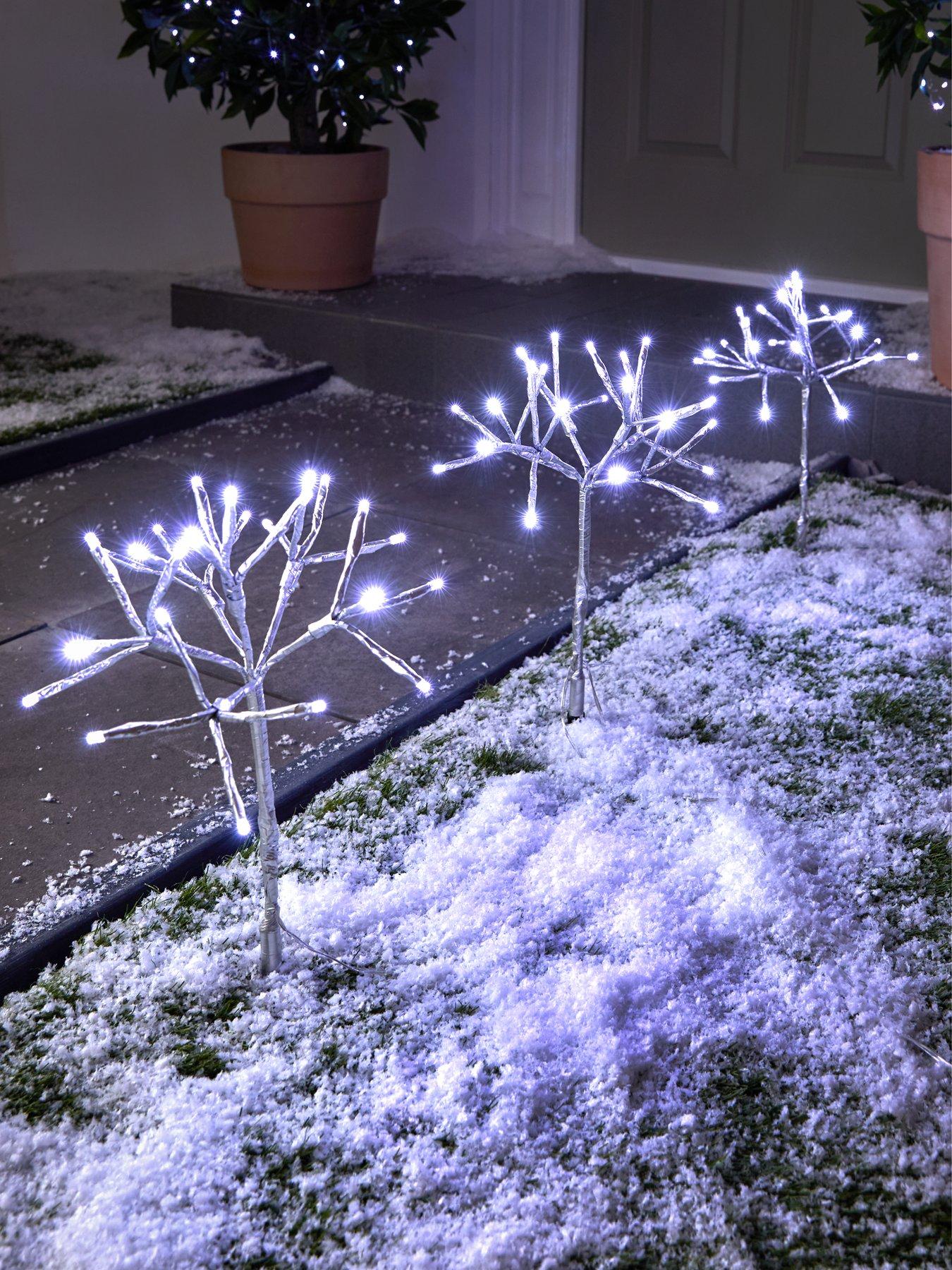 The Very Collection Set of 3 Silver Firework Outdoor Christmas Stake Lights