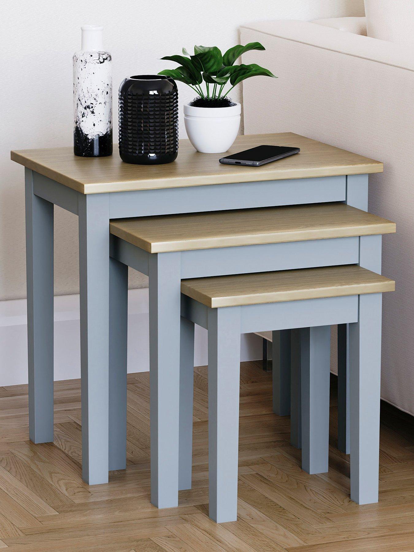 Image 1 of 6 of Vida Designs Yorkshire Nest of 3 Tables - Grey/Oak