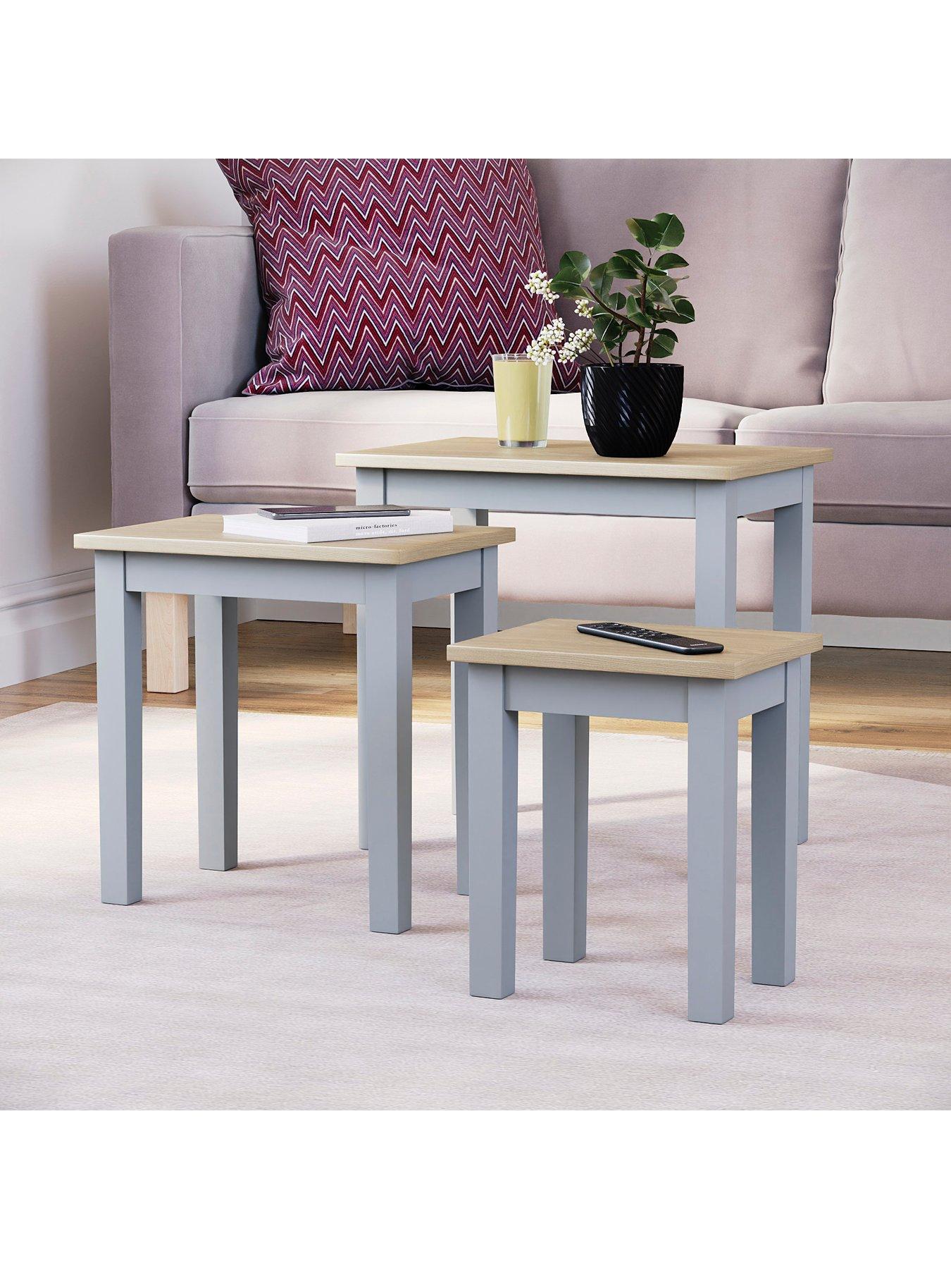 Image 3 of 6 of Vida Designs Yorkshire Nest of 3 Tables - Grey/Oak