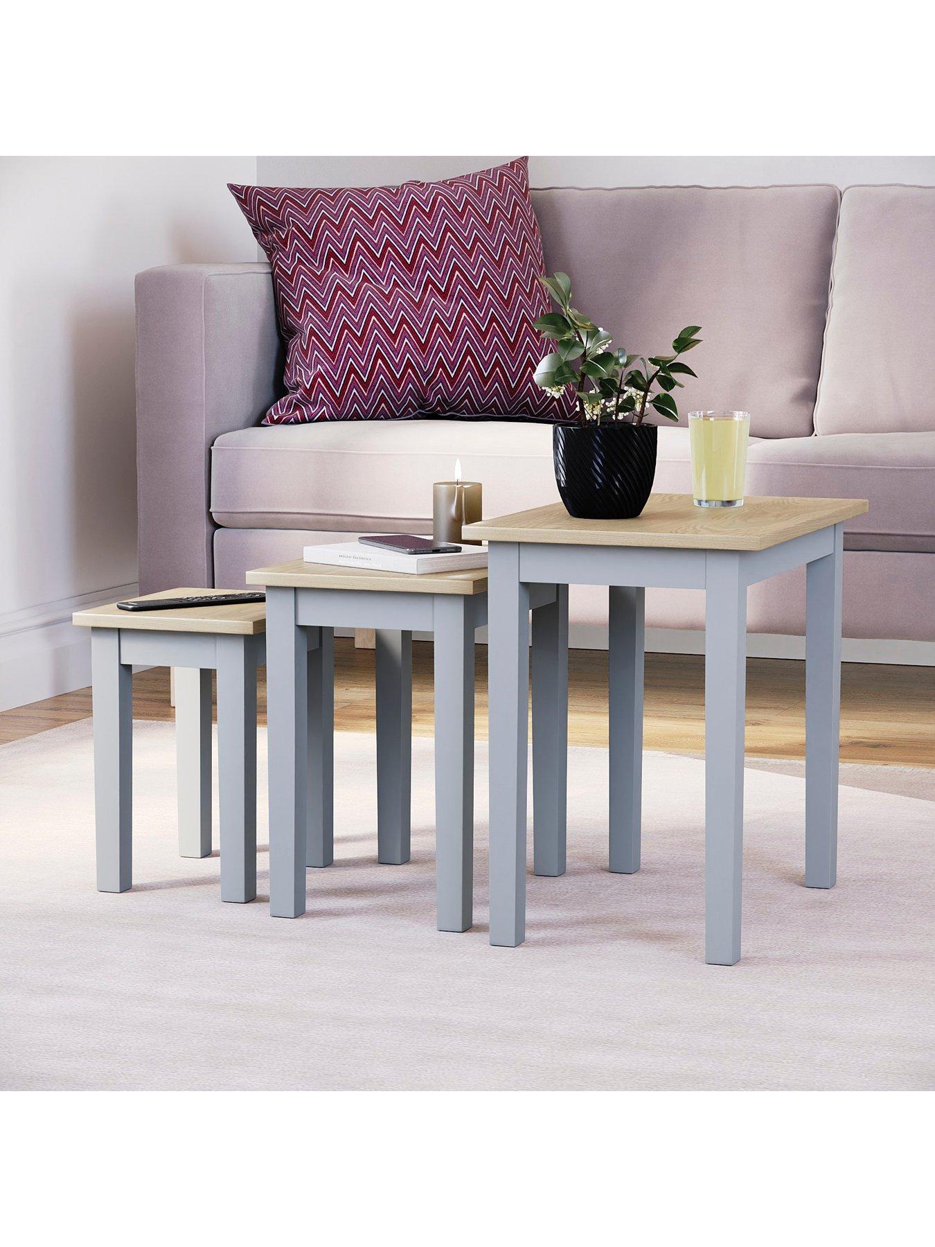 Image 4 of 6 of Vida Designs Yorkshire Nest of 3 Tables - Grey/Oak