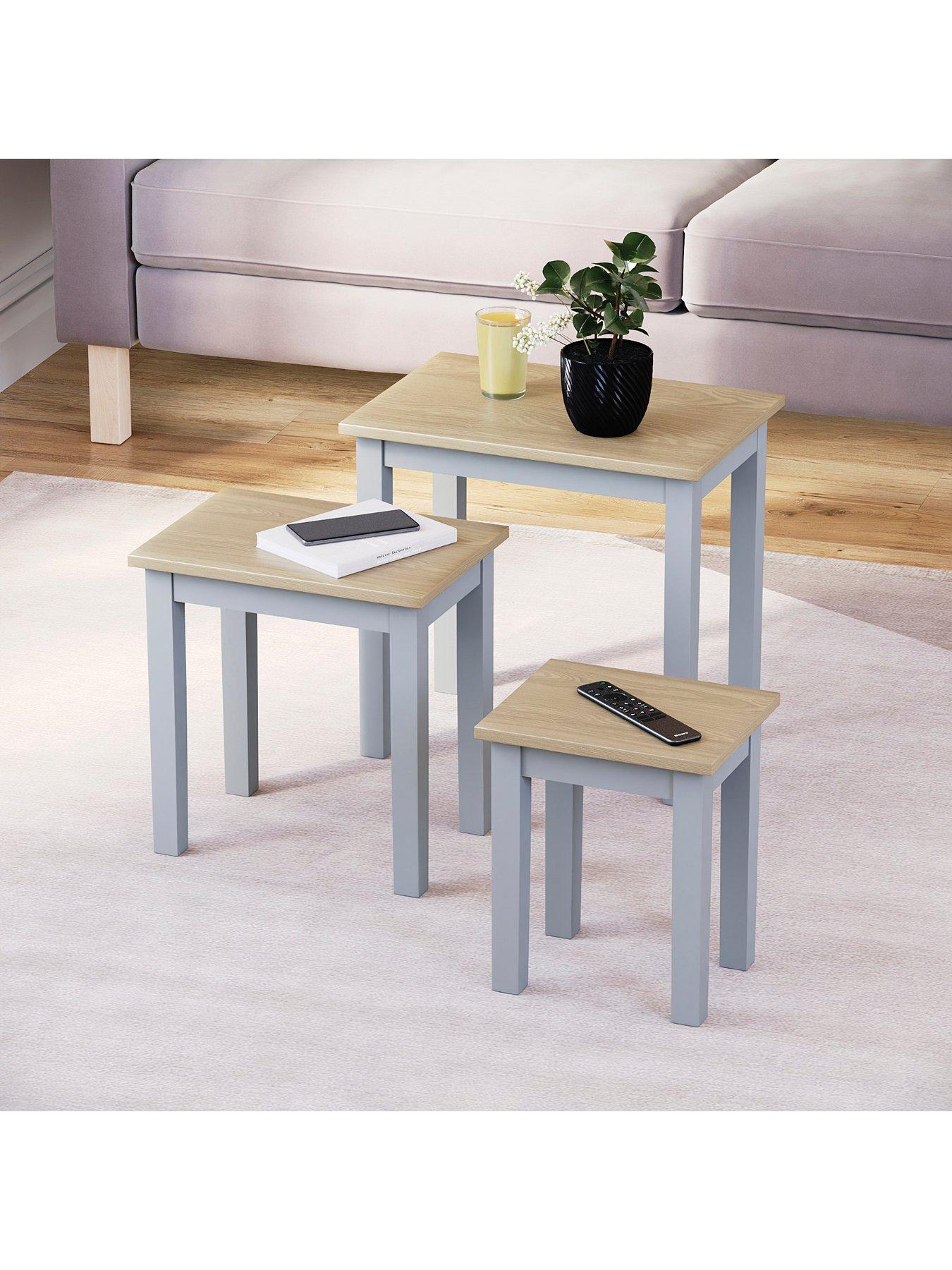 Image 5 of 6 of Vida Designs Yorkshire Nest of 3 Tables - Grey/Oak