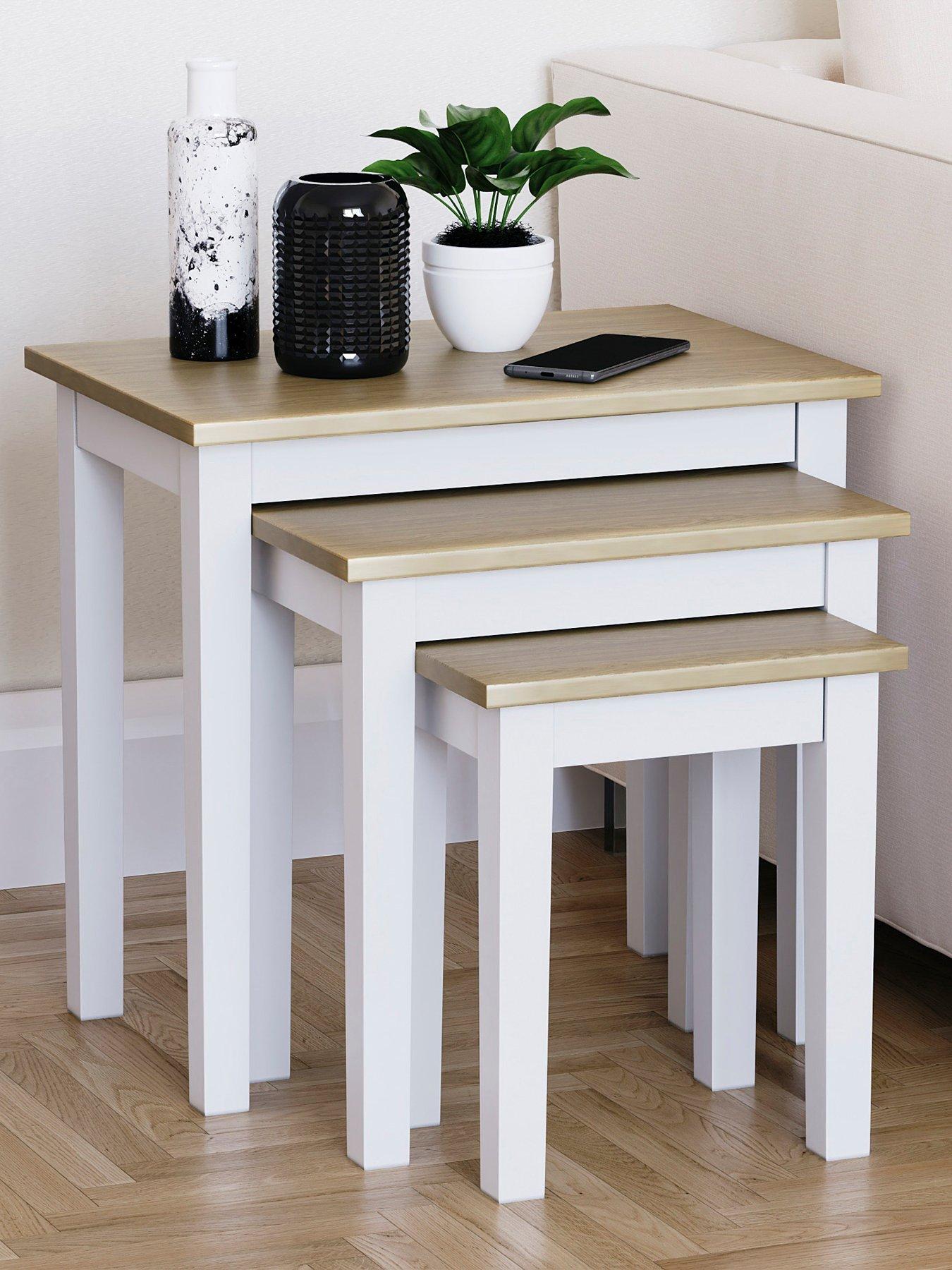 Vida Designs Yorkshire Nest of 3 Tables - White/Oak