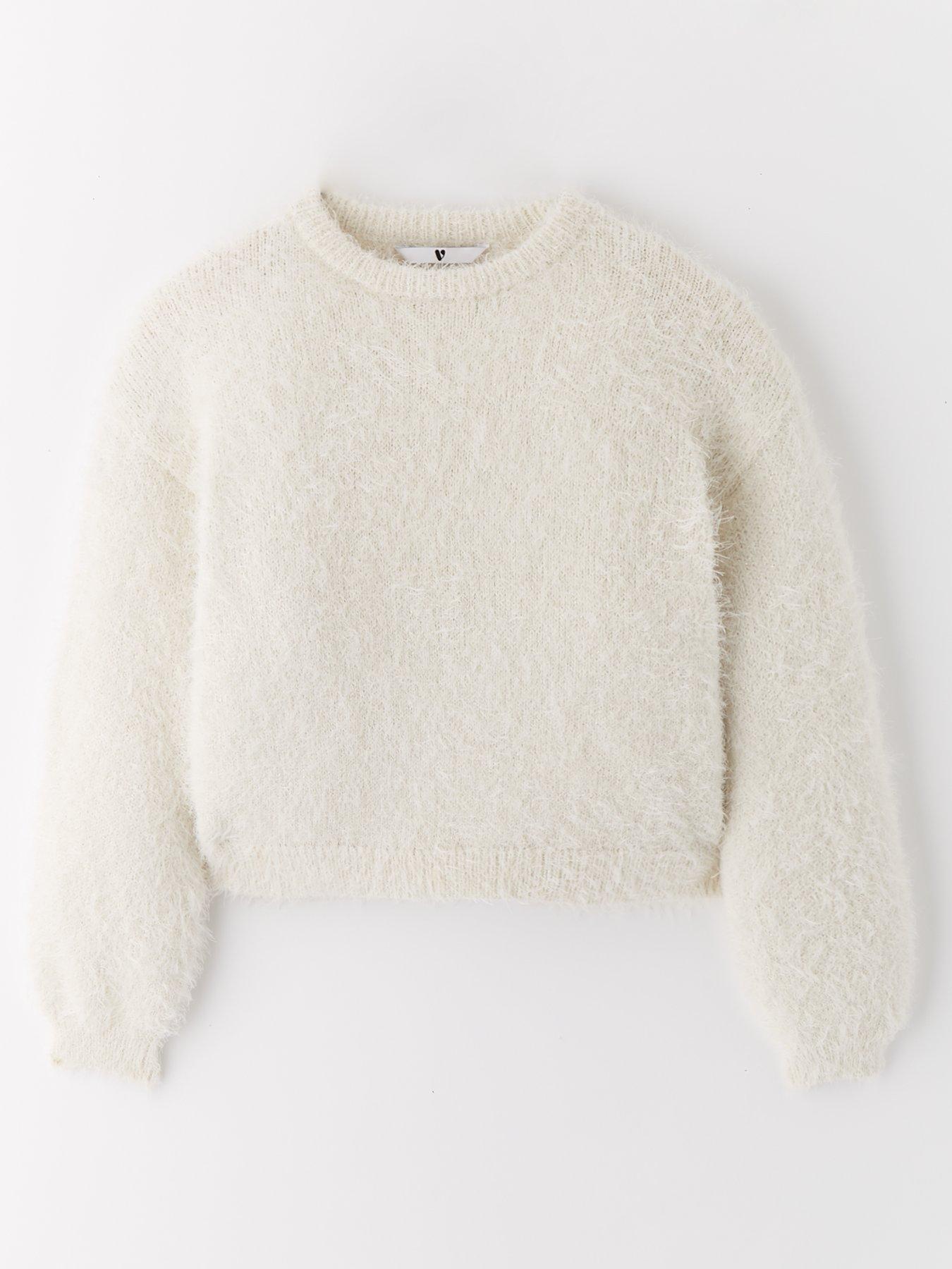 undefined Girls Cream Fluffy Jumper