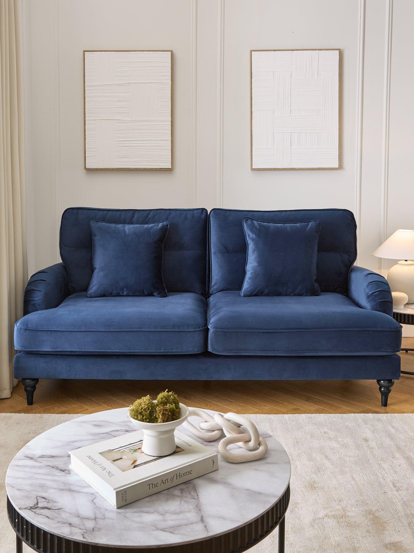 Very Home Victoria 3 Seater Fabric Sofa - Navy - FSC® Certified