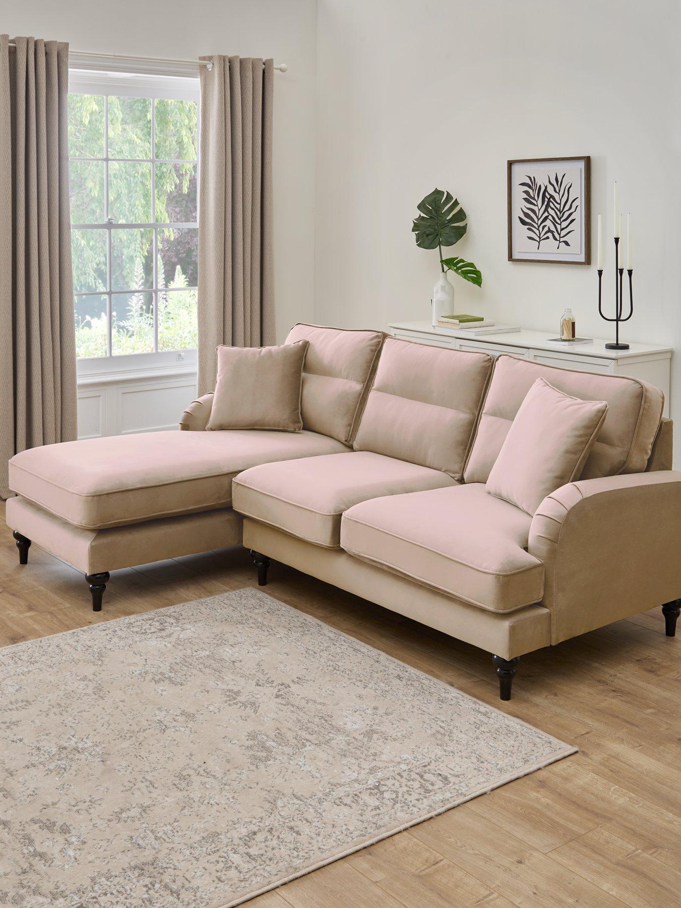 The Very Collection Victoria Left Hand Fabric 3 Seater Chaise Sofa - Mink - FSC® Certified