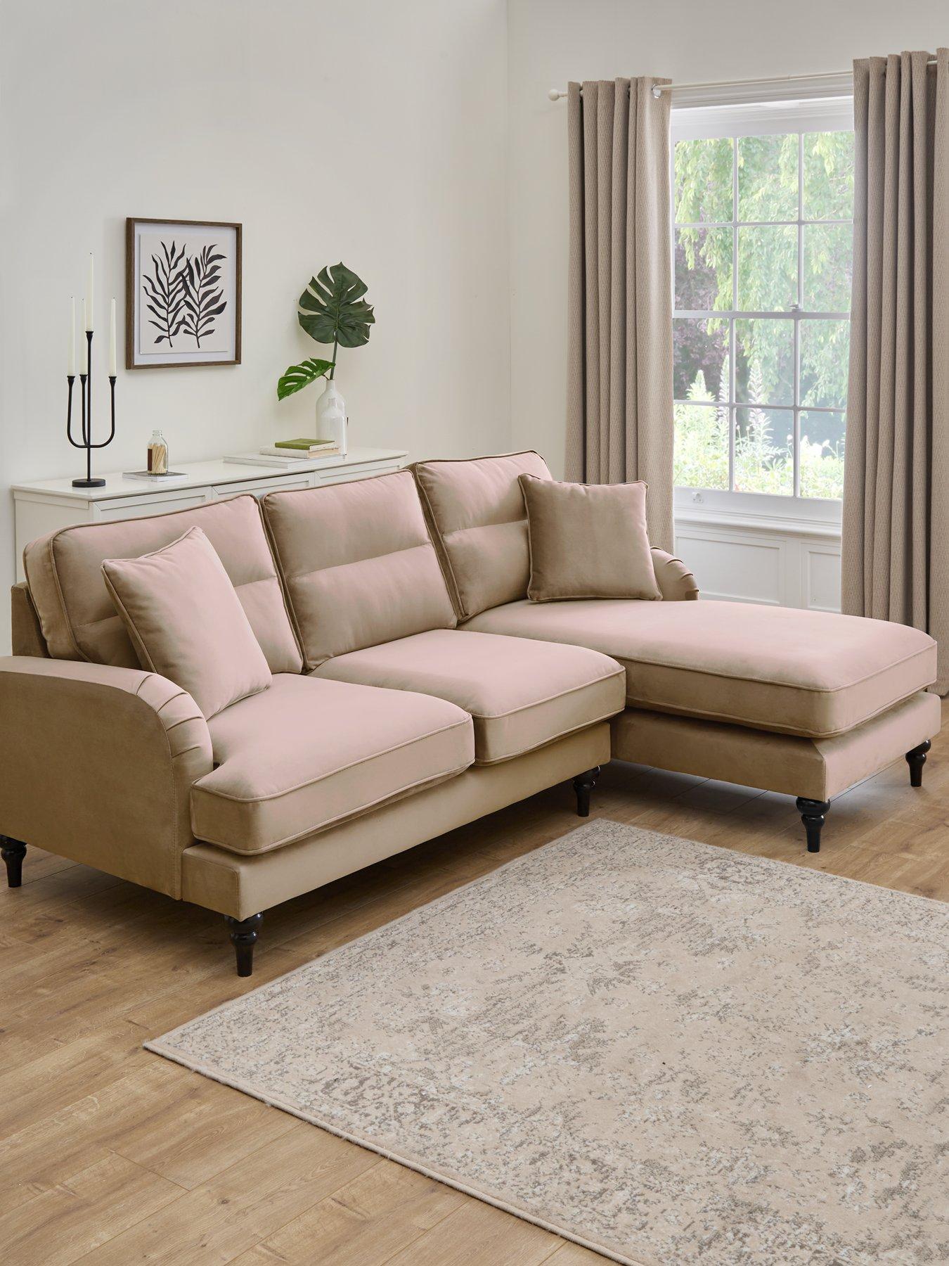 Image 1 of 7 of Very Home Victoria Right Hand Fabric 3 Seater Chaise Sofa - Mink - FSC&reg; Certified