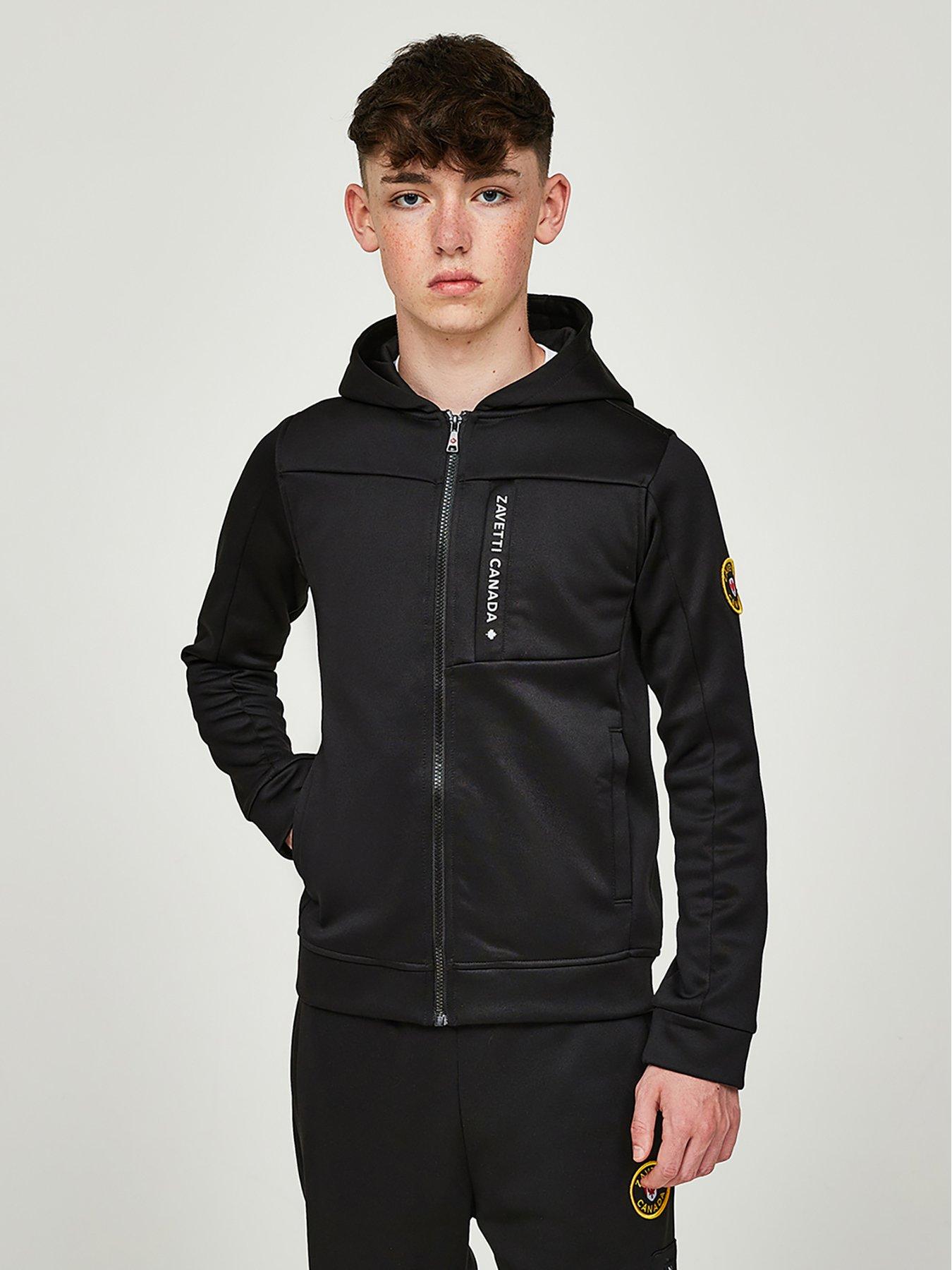 Zavetti Canada Zavetti Junior Boys Botticini Reflective Over The Head Hoodie Dark Grey littlewoods