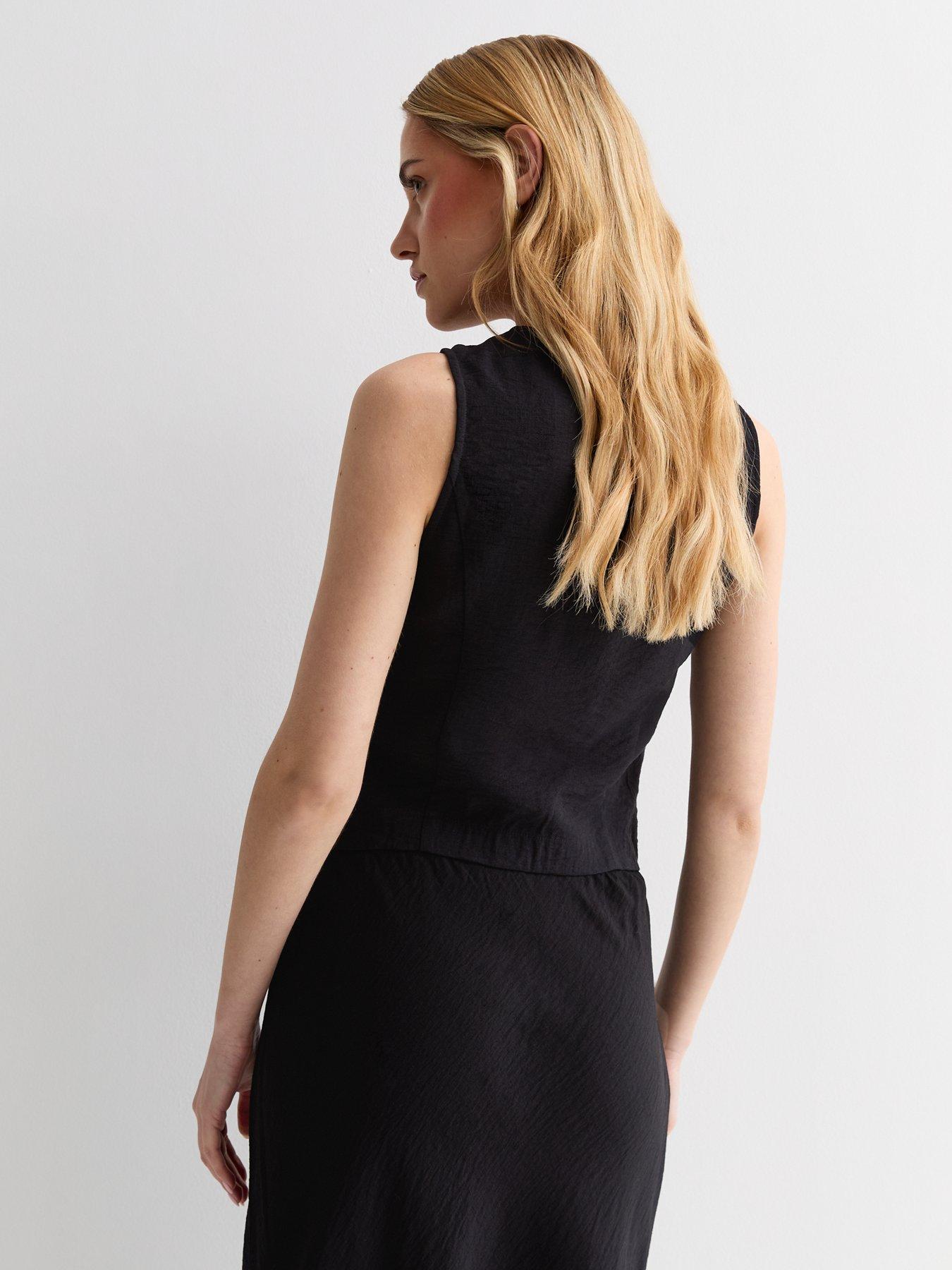 Image 2 of 4 of New Look Button Front Waistcoat - Black