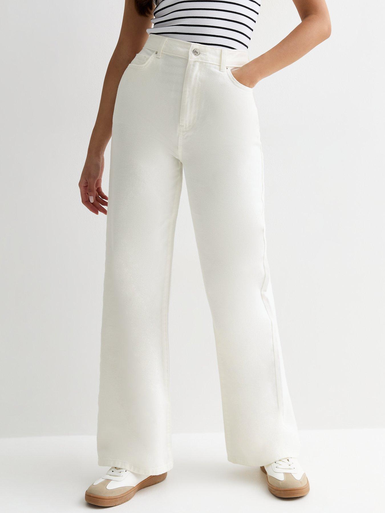 New Look White High Waist Adalae Wide Leg Jeans | littlewoods.com