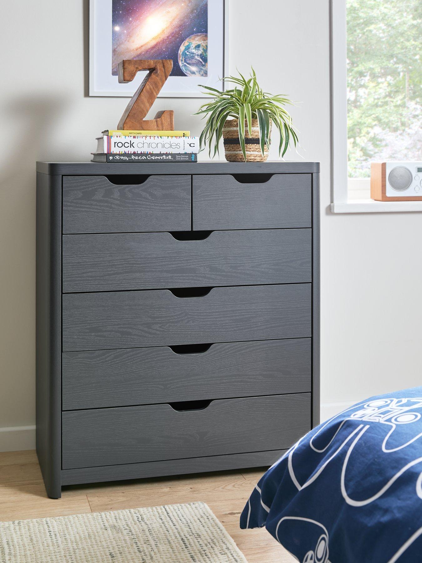 The Very Collection Aspen 4 + 2 Drawer Chest - Dark Grey Oak Effect