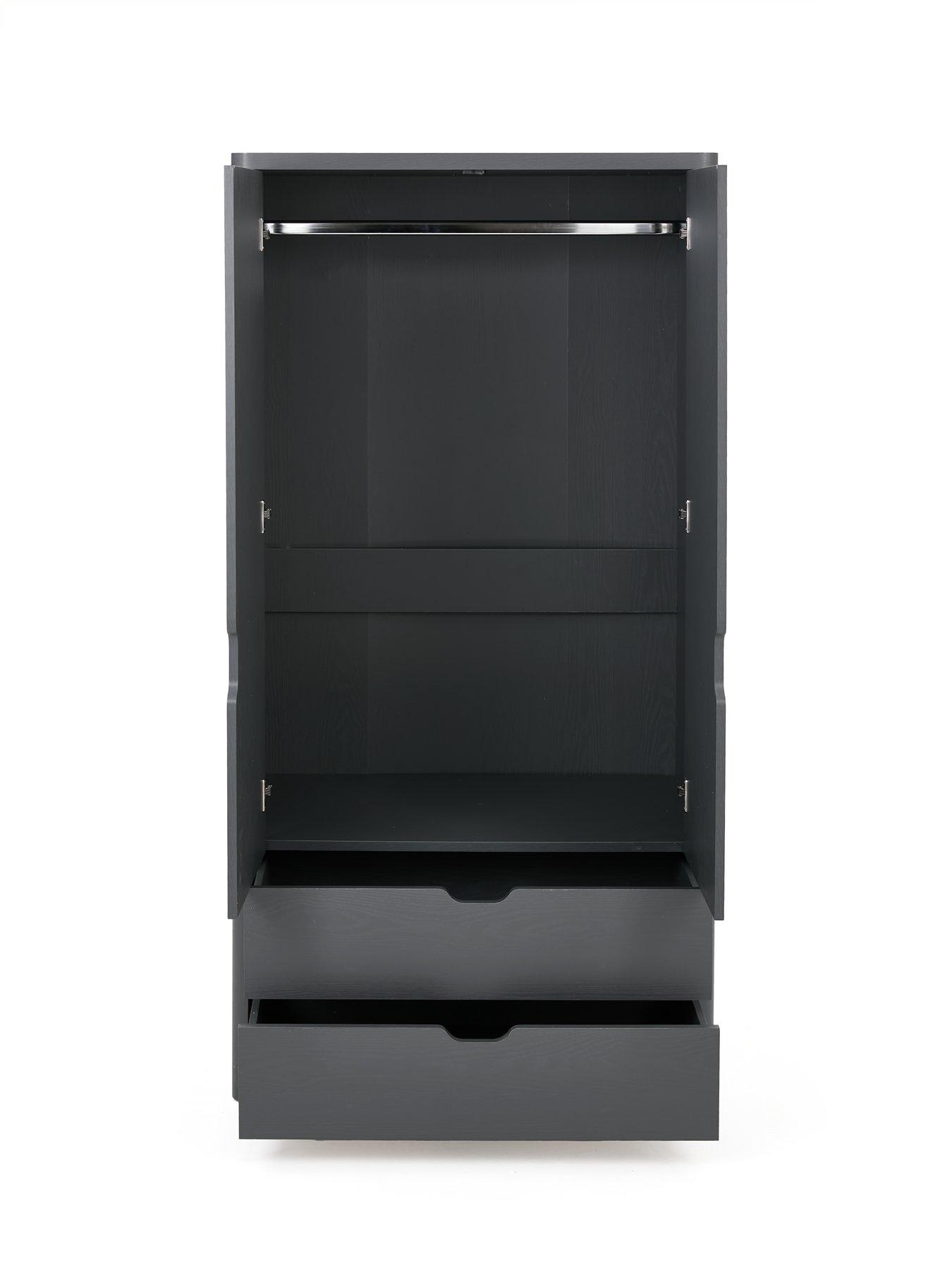 Image 4 of 6 of The Very Collection Aspen 2 Door,&nbsp;2 Drawer Wardrobe - Dark Grey Oak Effect