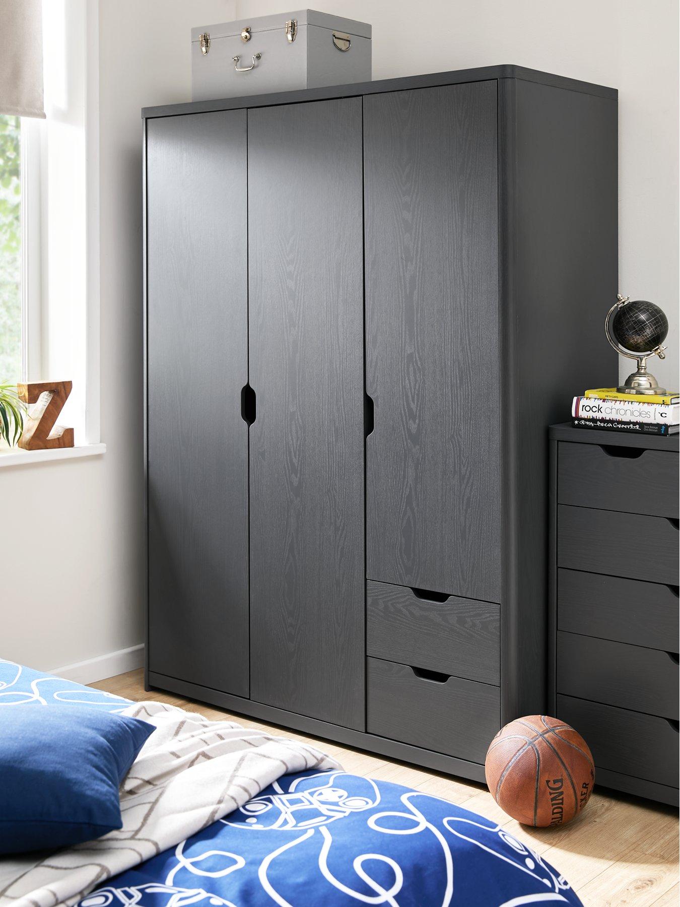The Very Collection Aspen 3 Door, 2 Drawer Wardrobe - Dark Grey Oak Effect
