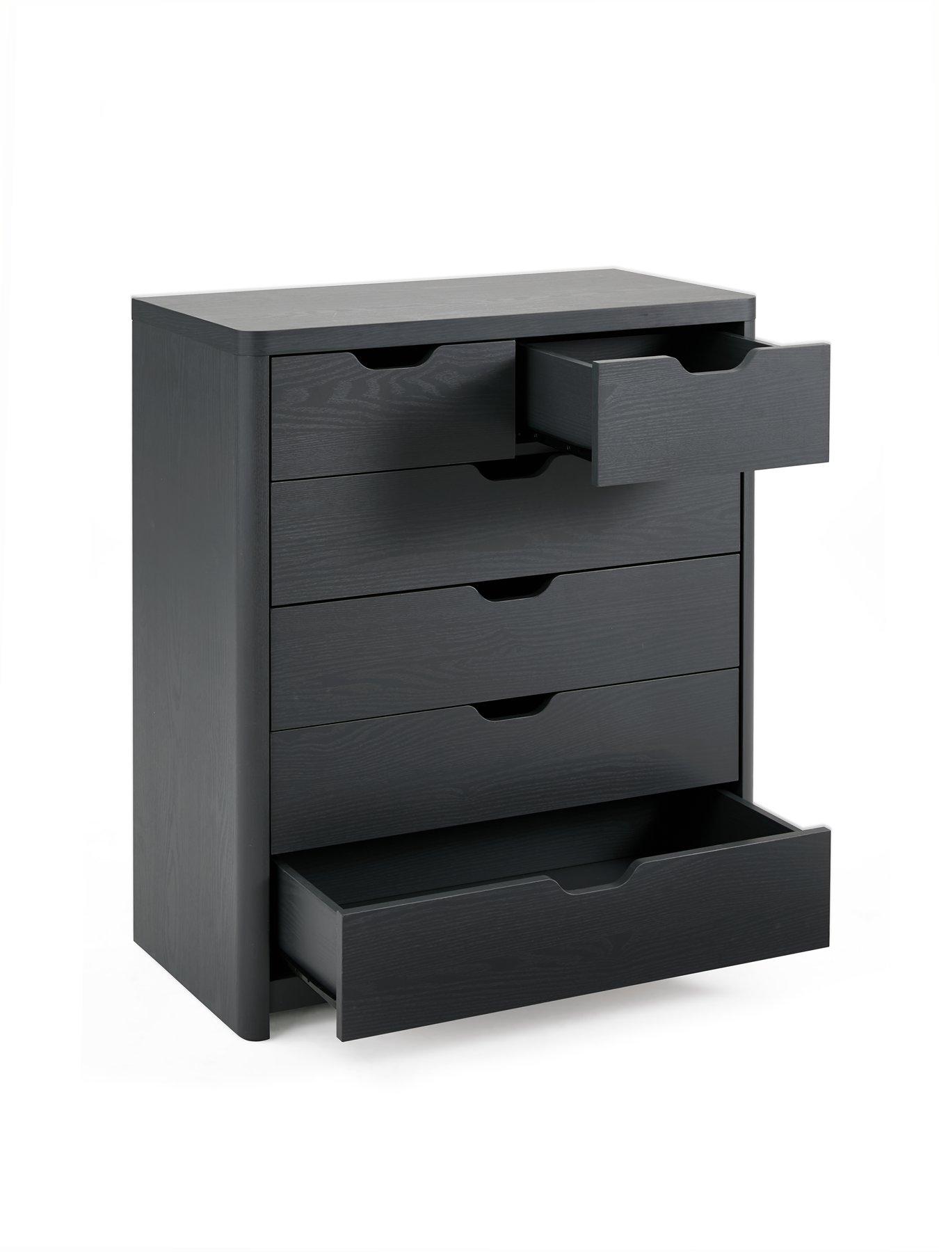 Image 3 of 5 of Very Home Aspen 3 Piece Package - 2 Door, 2 Drawer Wardrobe, 4 + 2 Chest and Bedside Table - Dark Grey Oak Effect