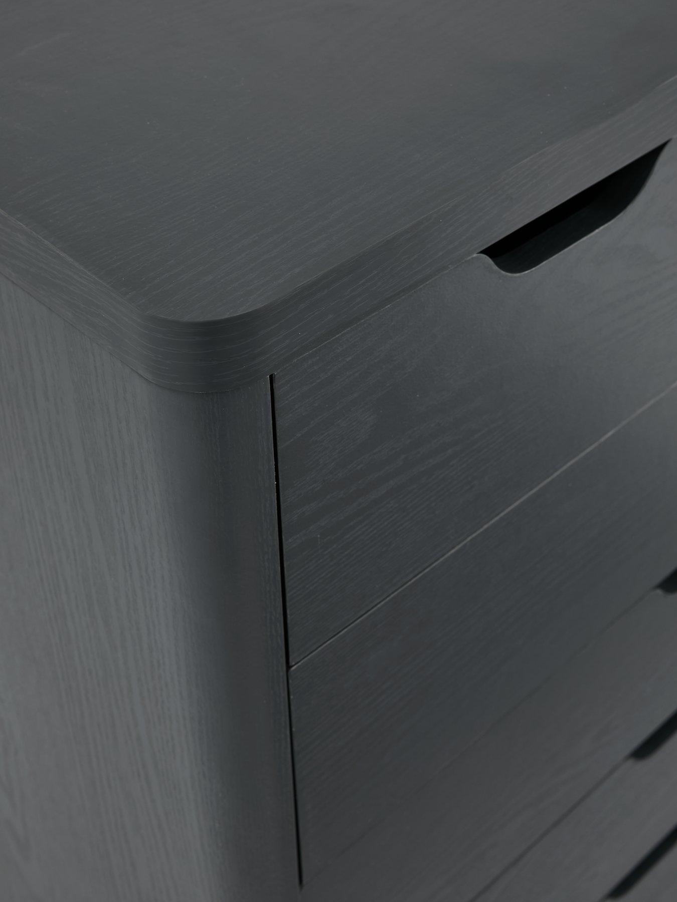 Image 5 of 5 of Very Home Aspen 3 Piece Package - 2 Door, 2 Drawer Wardrobe, 4 + 2 Chest and Bedside Table - Dark Grey Oak Effect