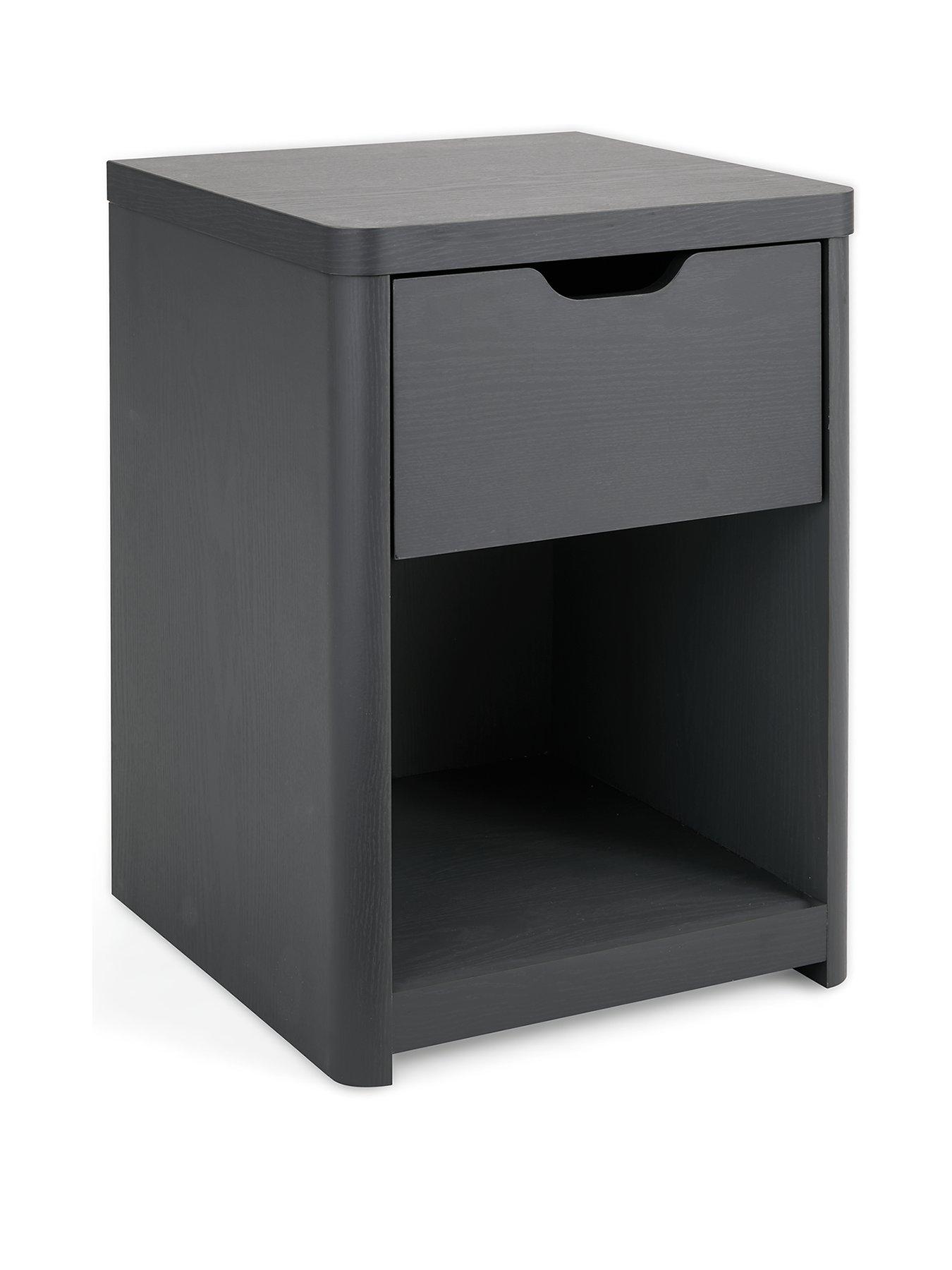 Image 3 of 6 of The Very Collection Aspen 1 Drawer Bedside Chest - Dark Grey Oak Effect