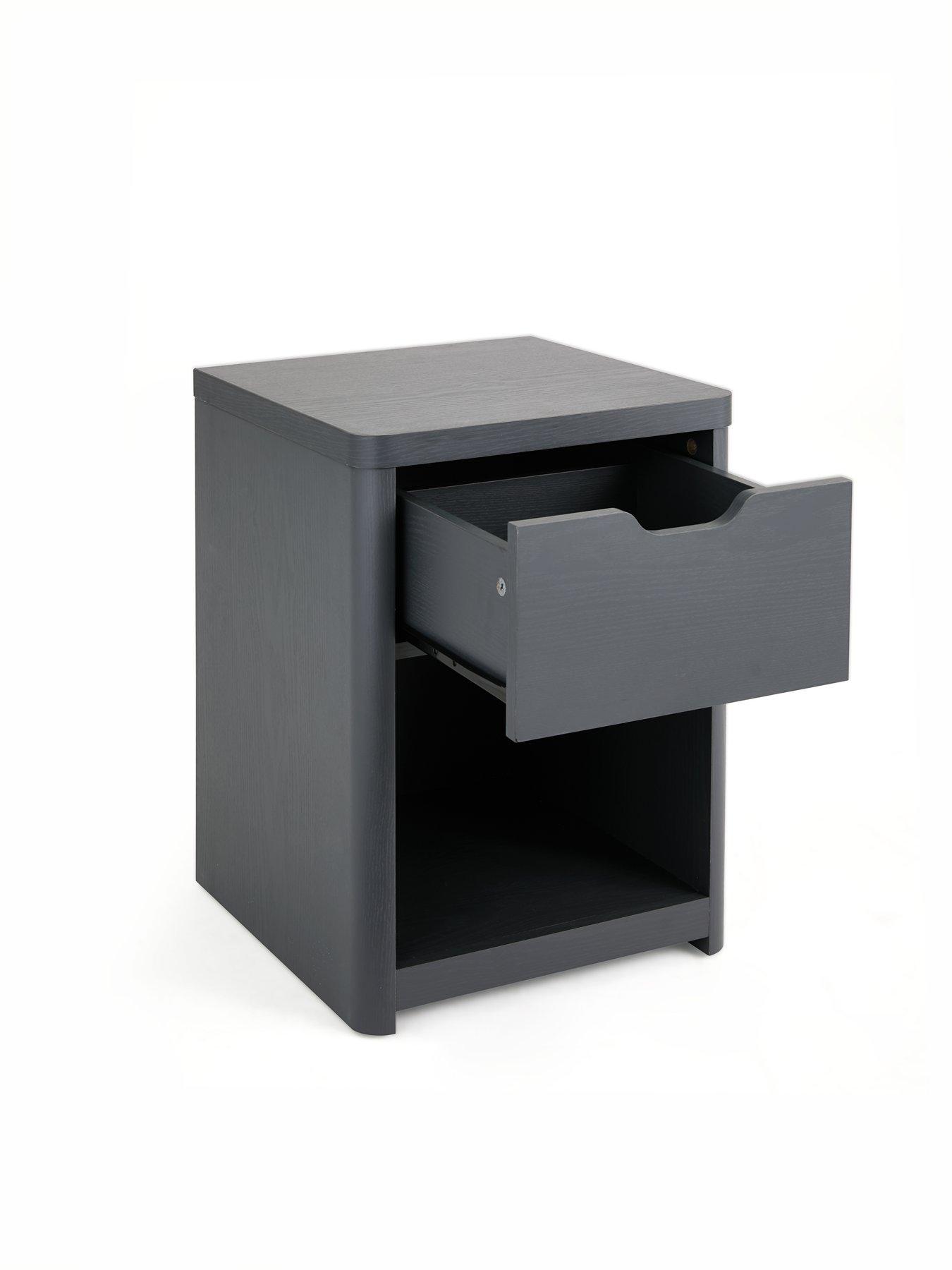 Image 4 of 6 of The Very Collection Aspen 1 Drawer Bedside Chest - Dark Grey Oak Effect