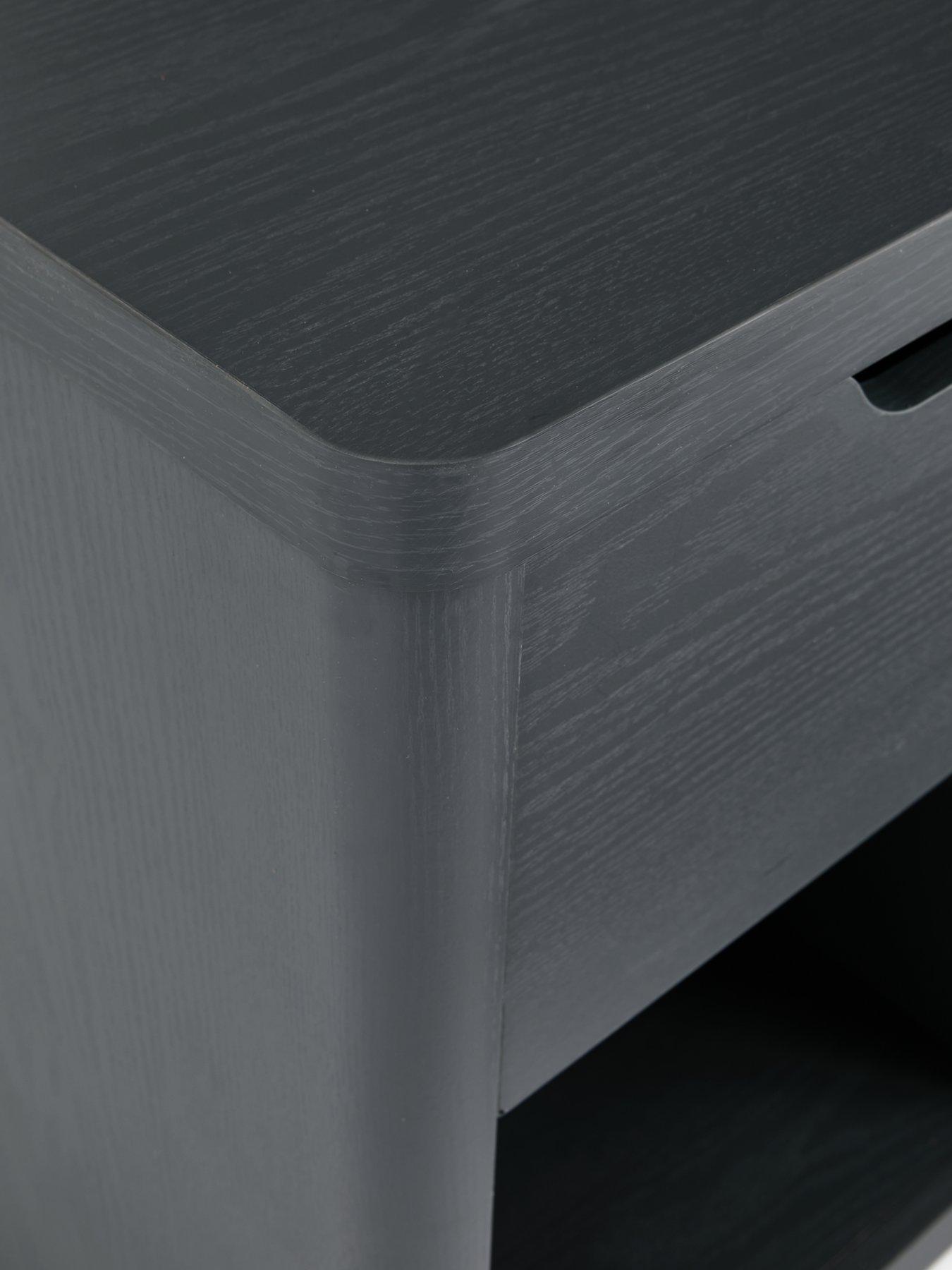 Image 5 of 6 of The Very Collection Aspen 1 Drawer Bedside Chest - Dark Grey Oak Effect