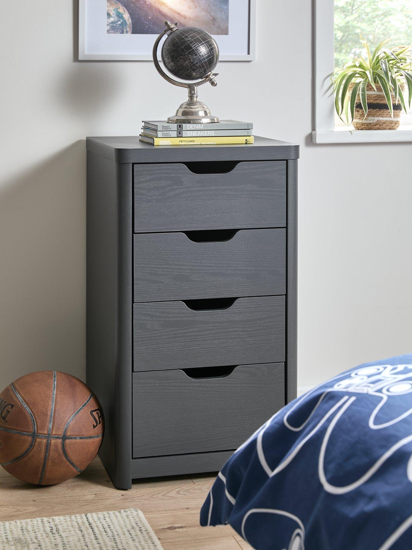 The Very Collection Aspen Children's Slim 4 Drawer Chest - Dark Grey Oak Effect