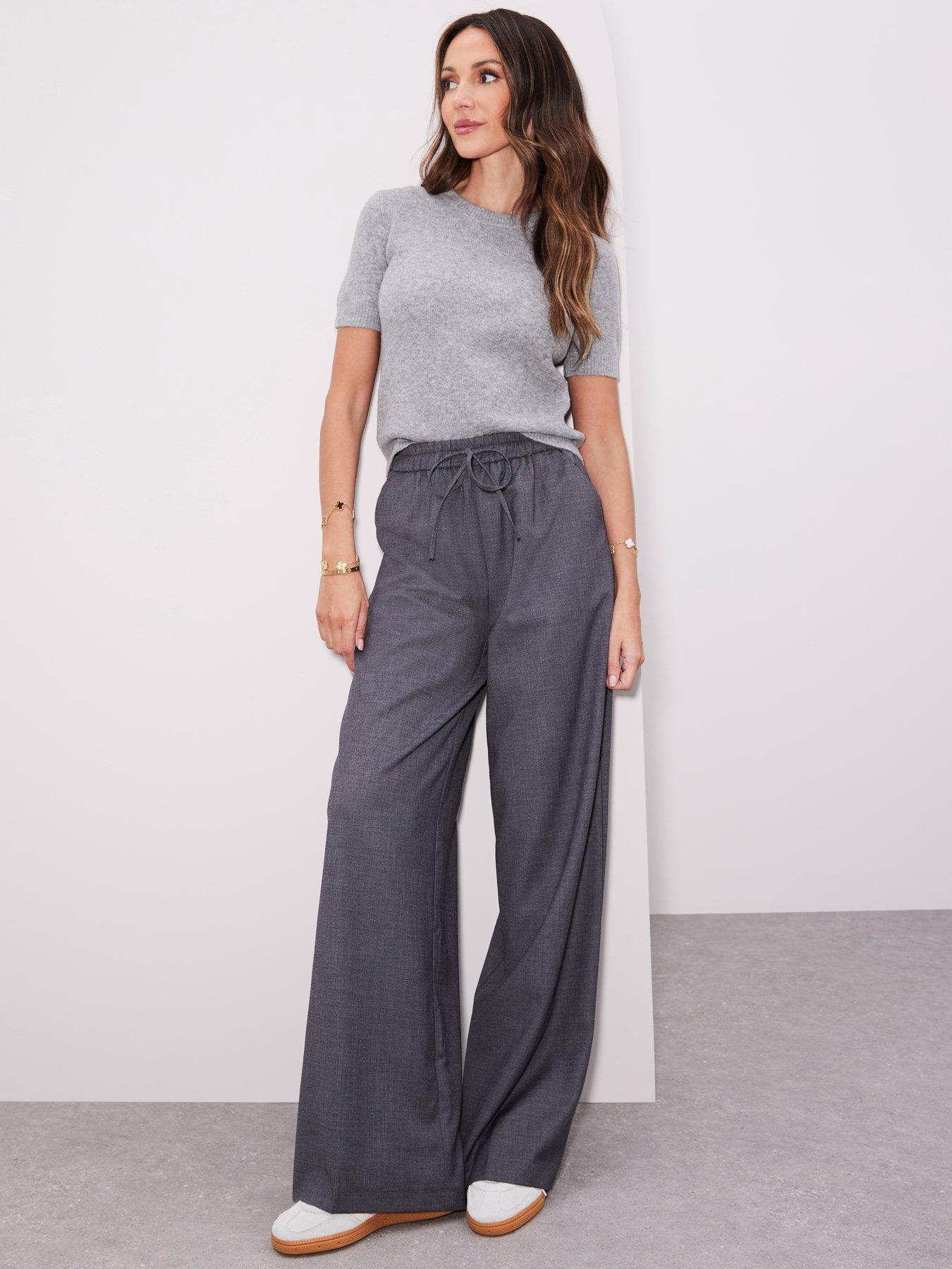 undefined Wide Leg Trousers - Grey