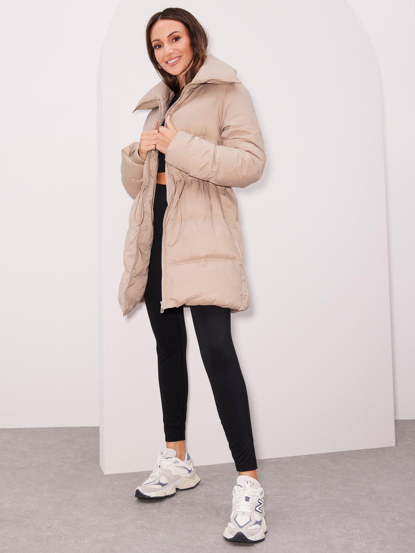 undefined Drawstring Waist Down  &  Feather Rich Longline Padded Coat - Beige