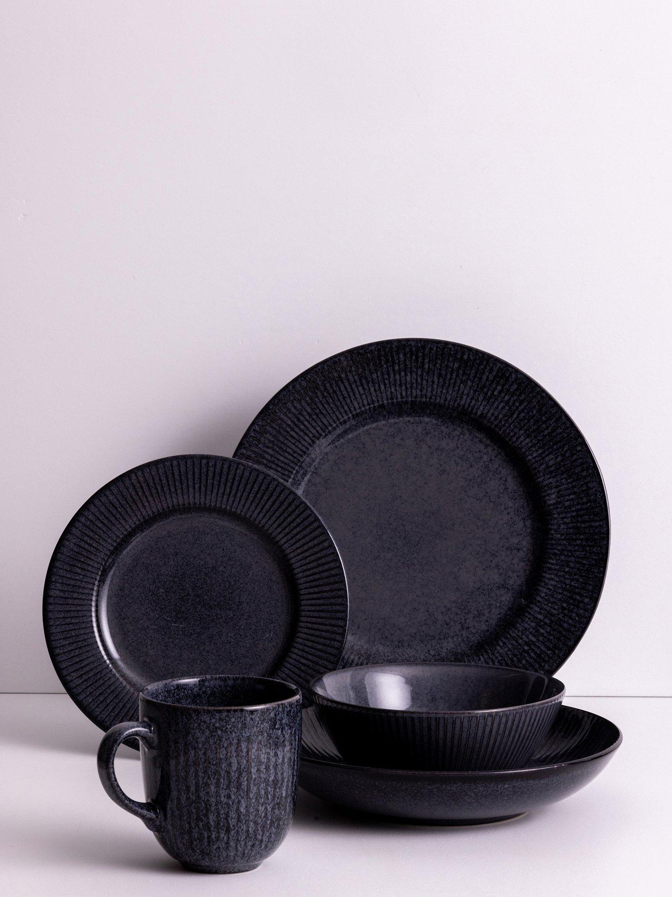  image of mason-cash-reactive-linear-set-of-4-dinner-plates-ndash-black