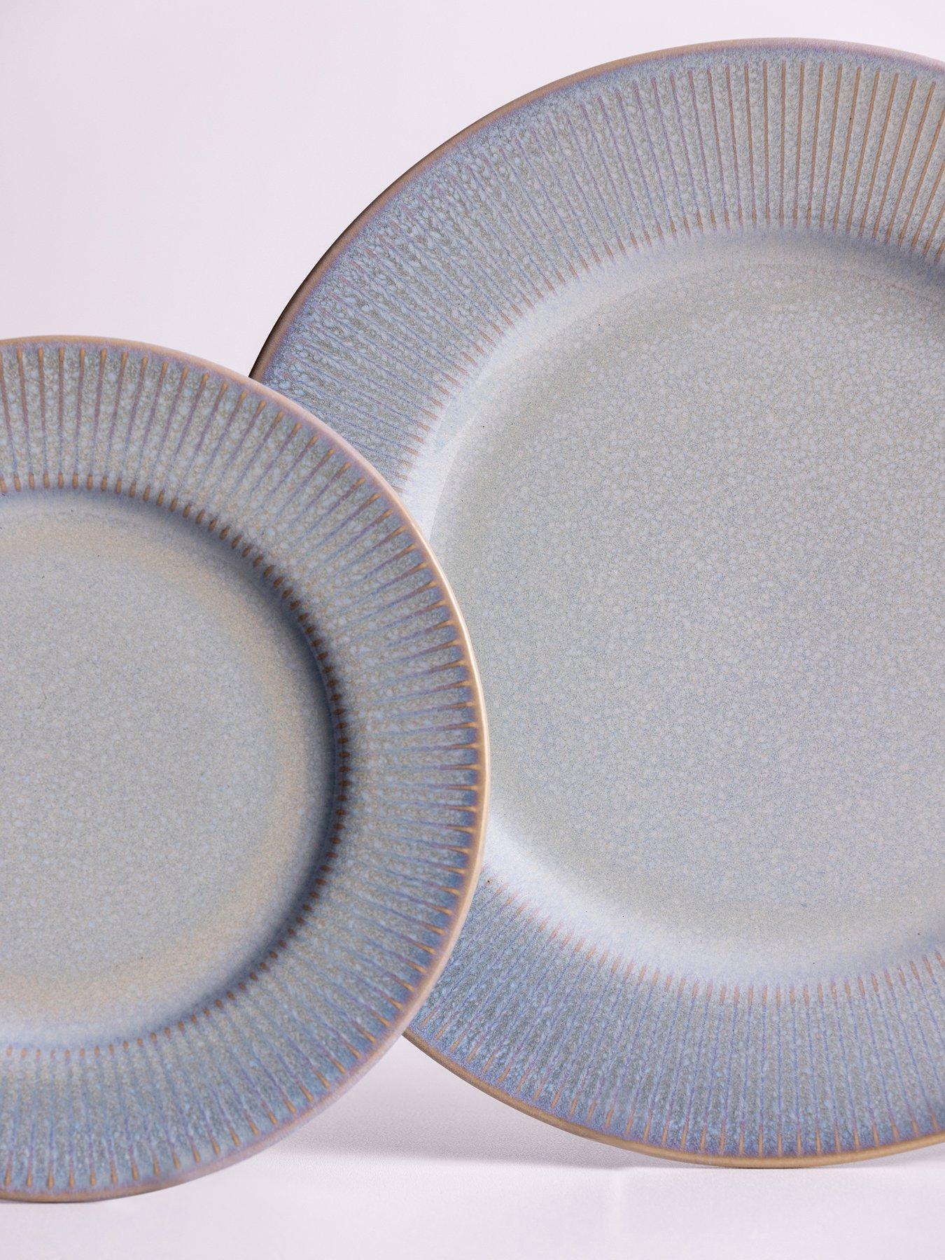 Mason Cash Reactive Linear Set of 4 Dinner Plates – Grey