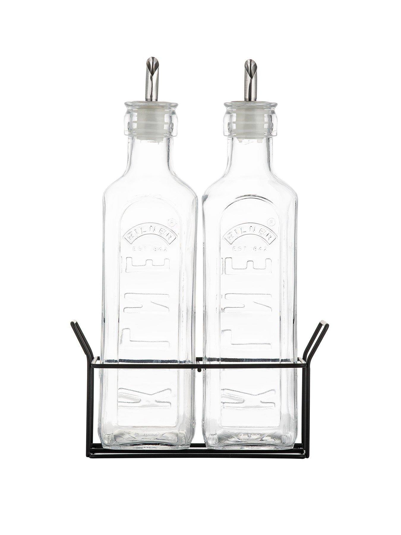 KILNER Set Of 2 Oil Bottles & Metal Rack
