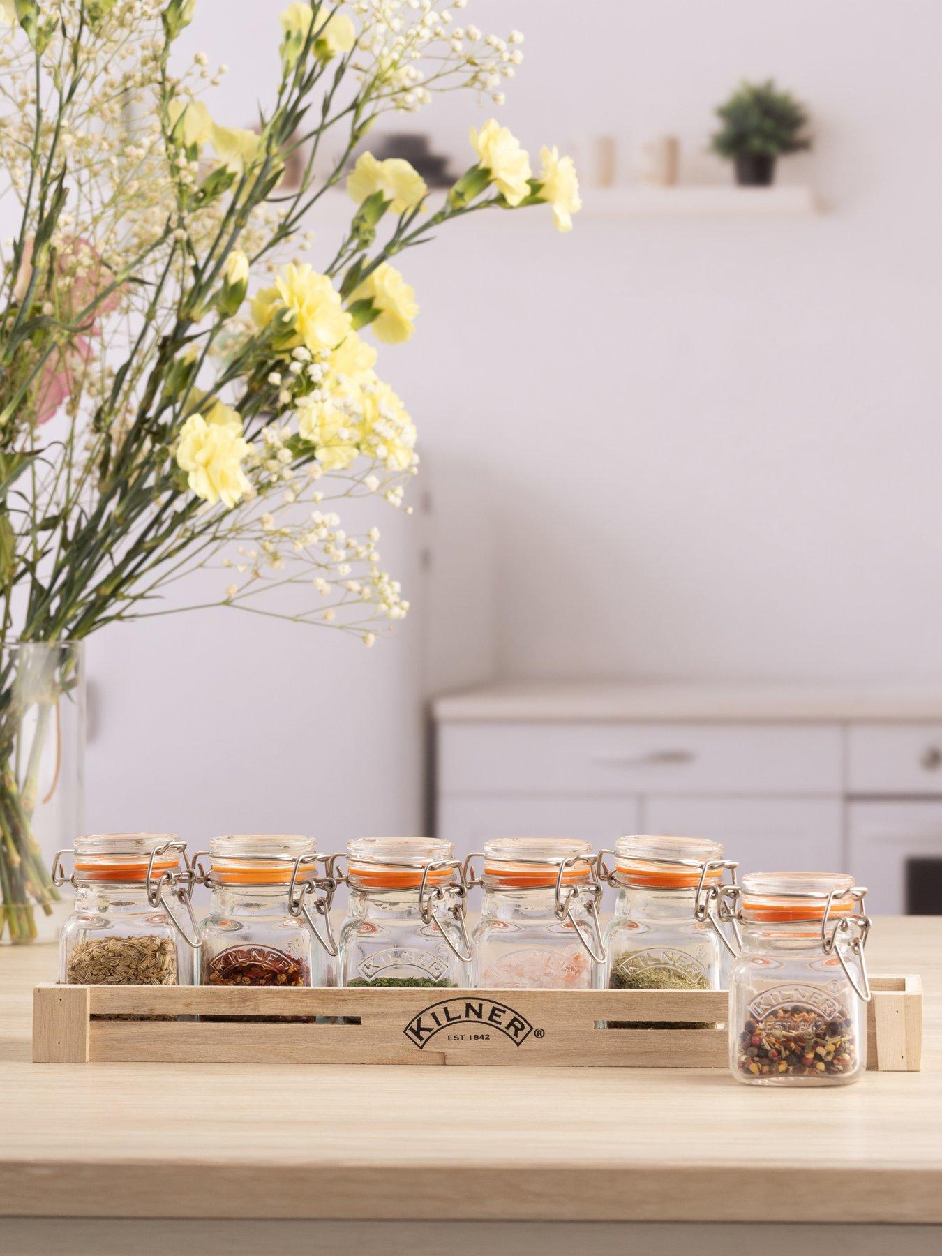 KILNER Glass Clip Top Spice Jar Set
