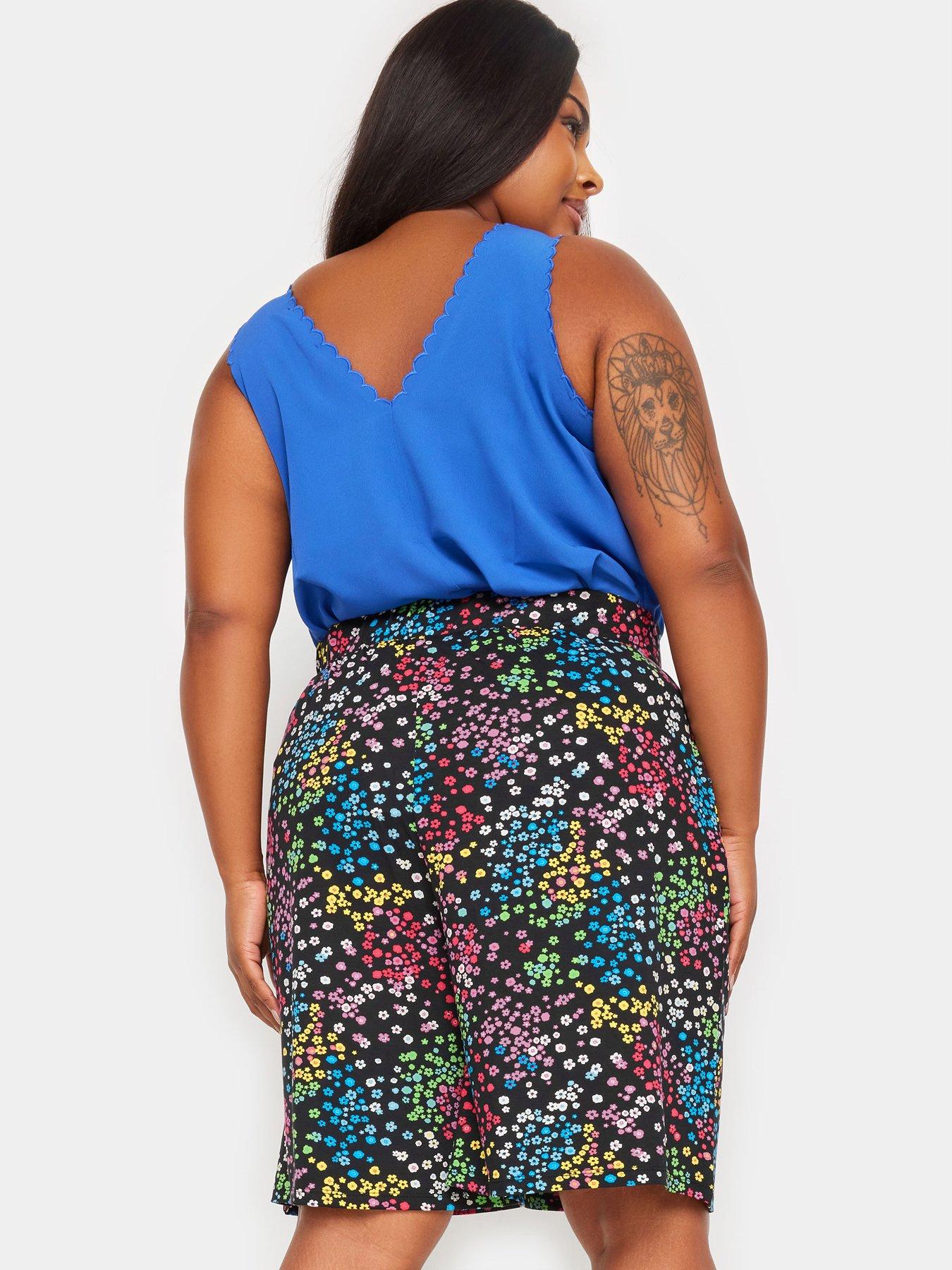  image of yours-curve-jersey-short-rainbow-ditsy