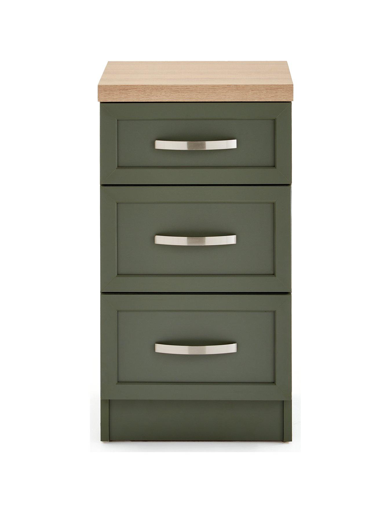 Image 2 of 7 of The Very Collection Camberley 3 Drawer Graduated Bedside Chest - Green
