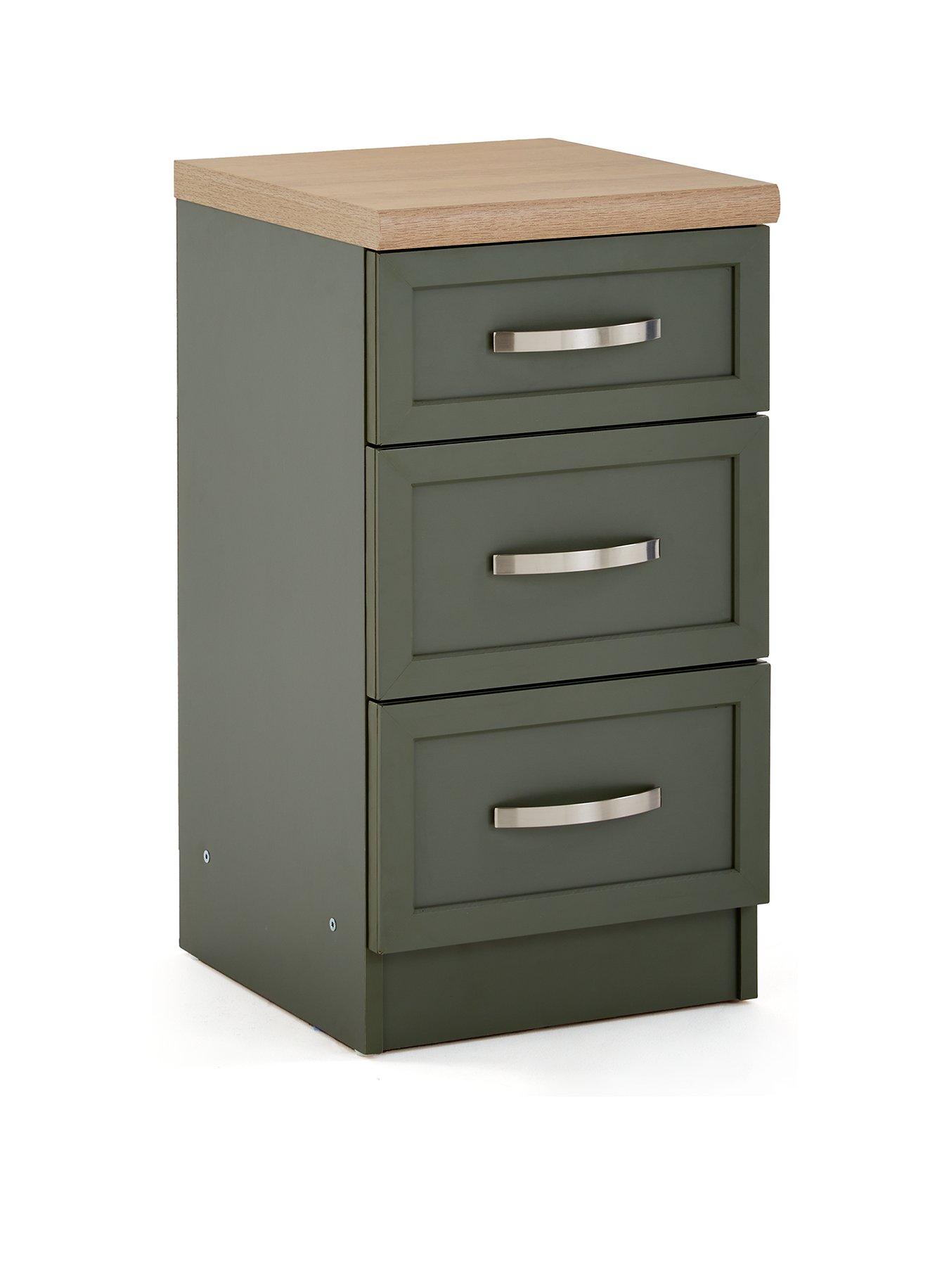 Image 3 of 7 of The Very Collection Camberley 3 Drawer Graduated Bedside Chest - Green