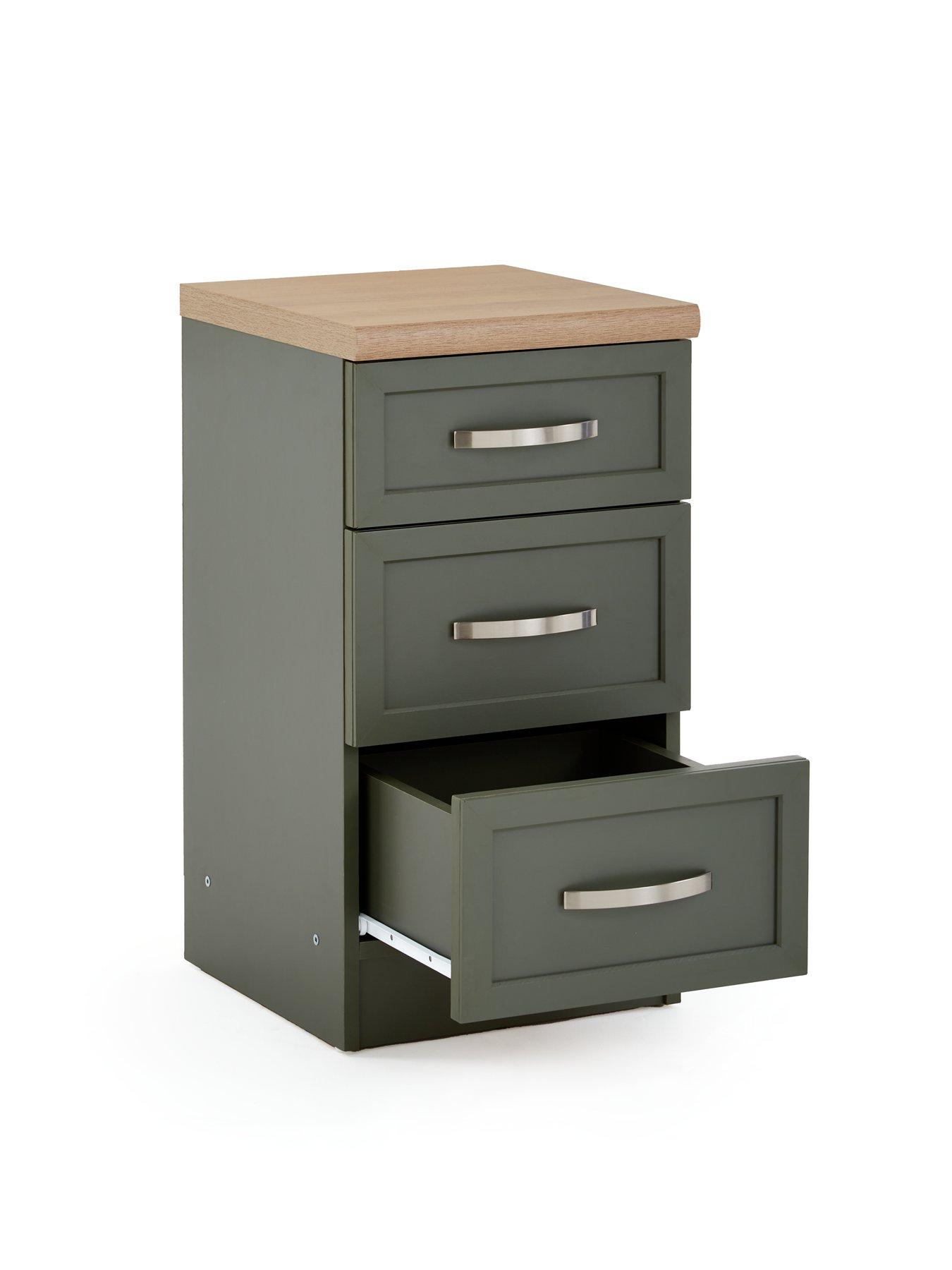 Image 4 of 7 of The Very Collection Camberley 3 Drawer Graduated Bedside Chest - Green