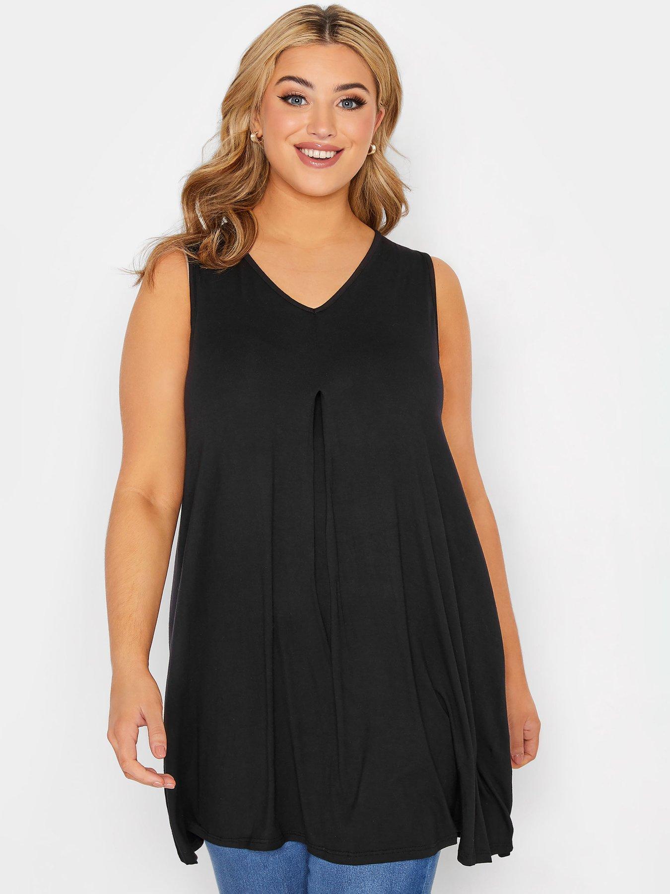 Image 1 of 4 of Yours Curve Pleat Swing Vest Black